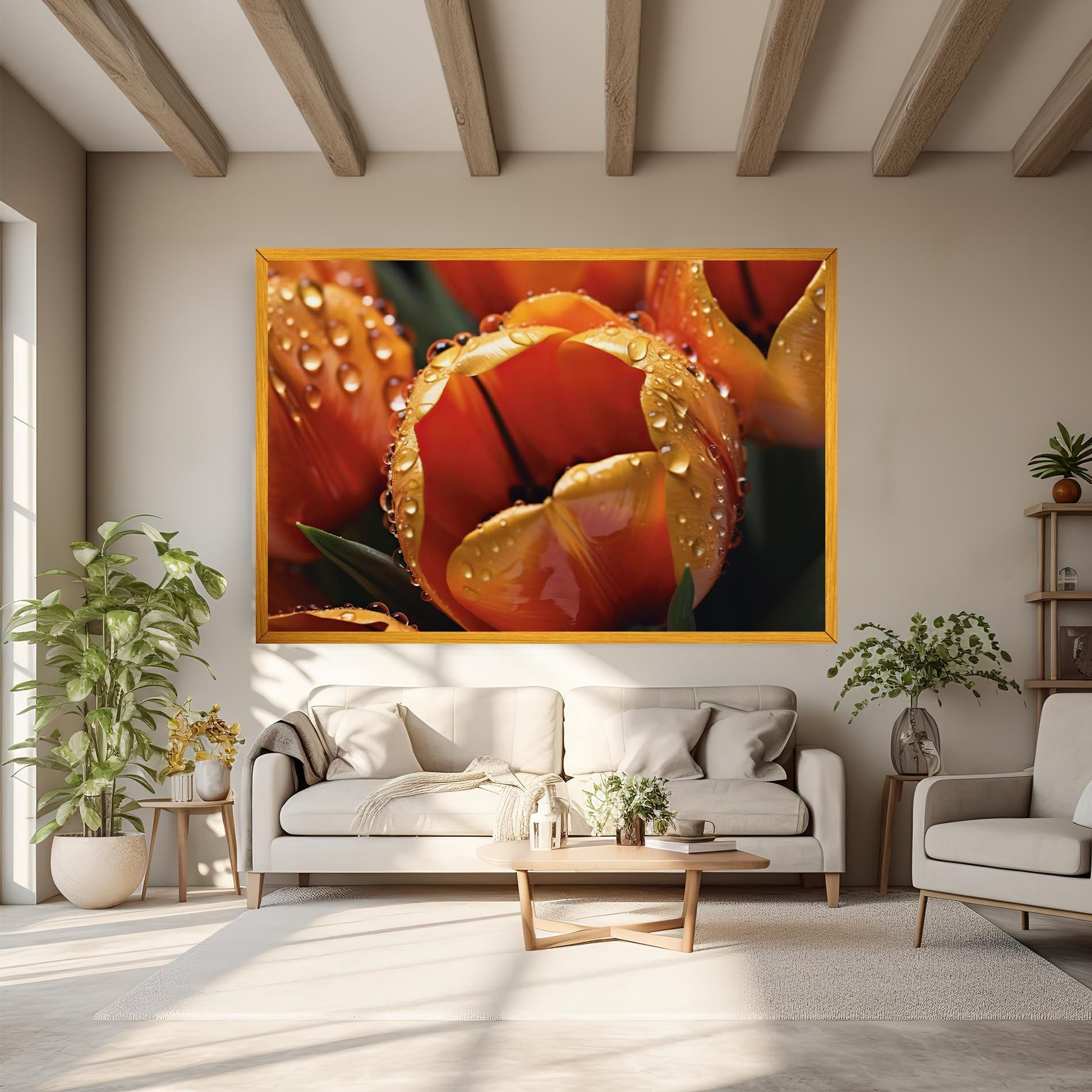 Orange Tulip Water Drops mockup 6