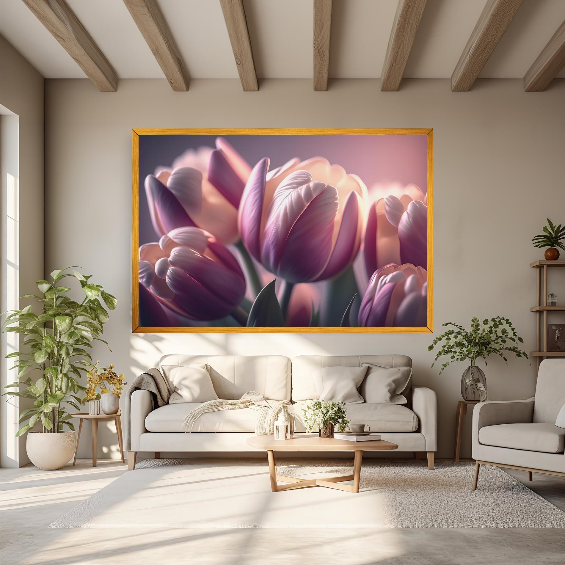 Leinwandbild Pastel Pink Tulips mockup 6