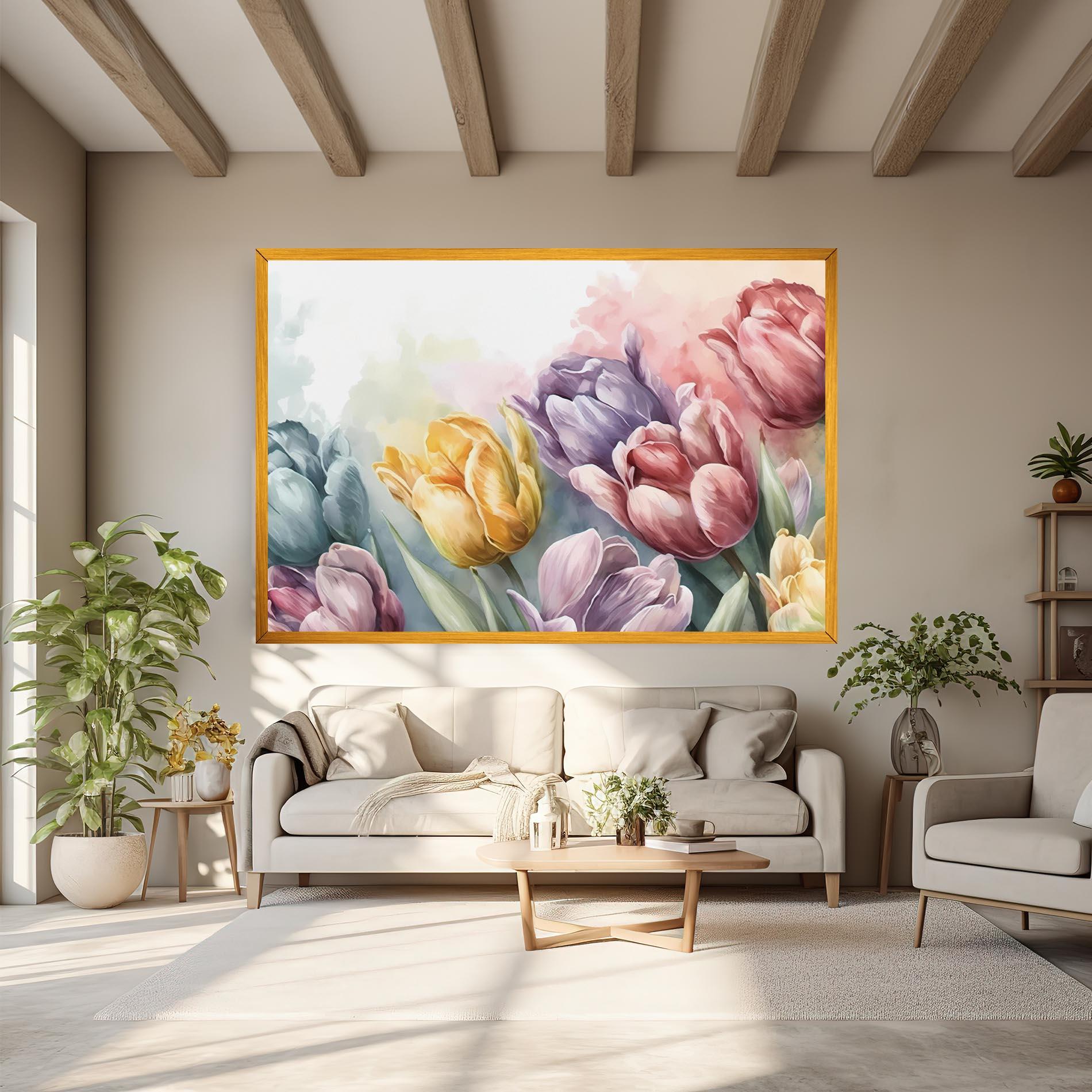 Leinwandbild Pastel Tulips mockup 6