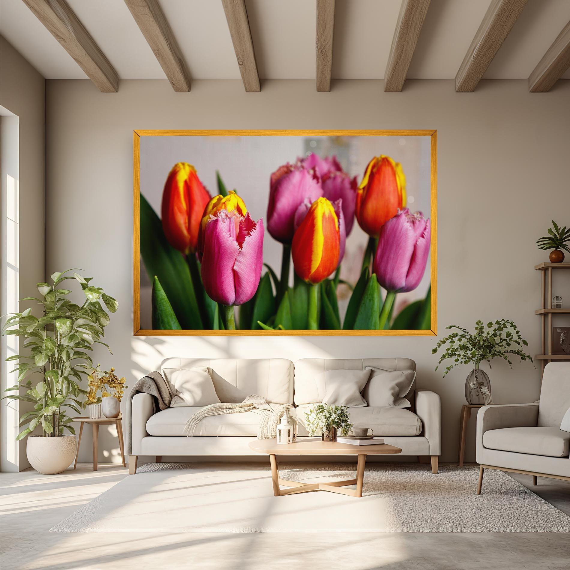 Leinwandbild Pink Orange Tulips mockup 6