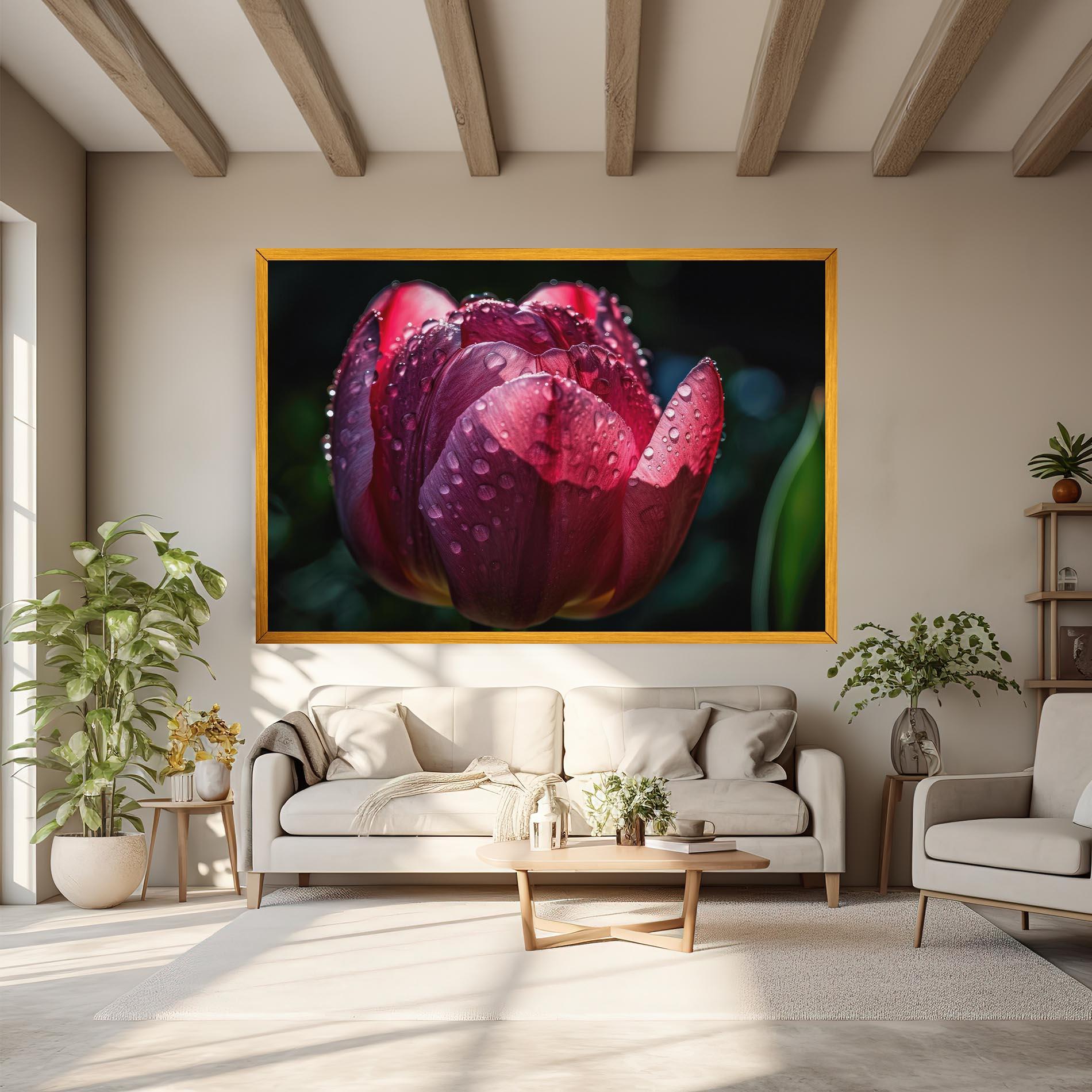 Leinwandbild Pink Tulip After Rain mockup 6
