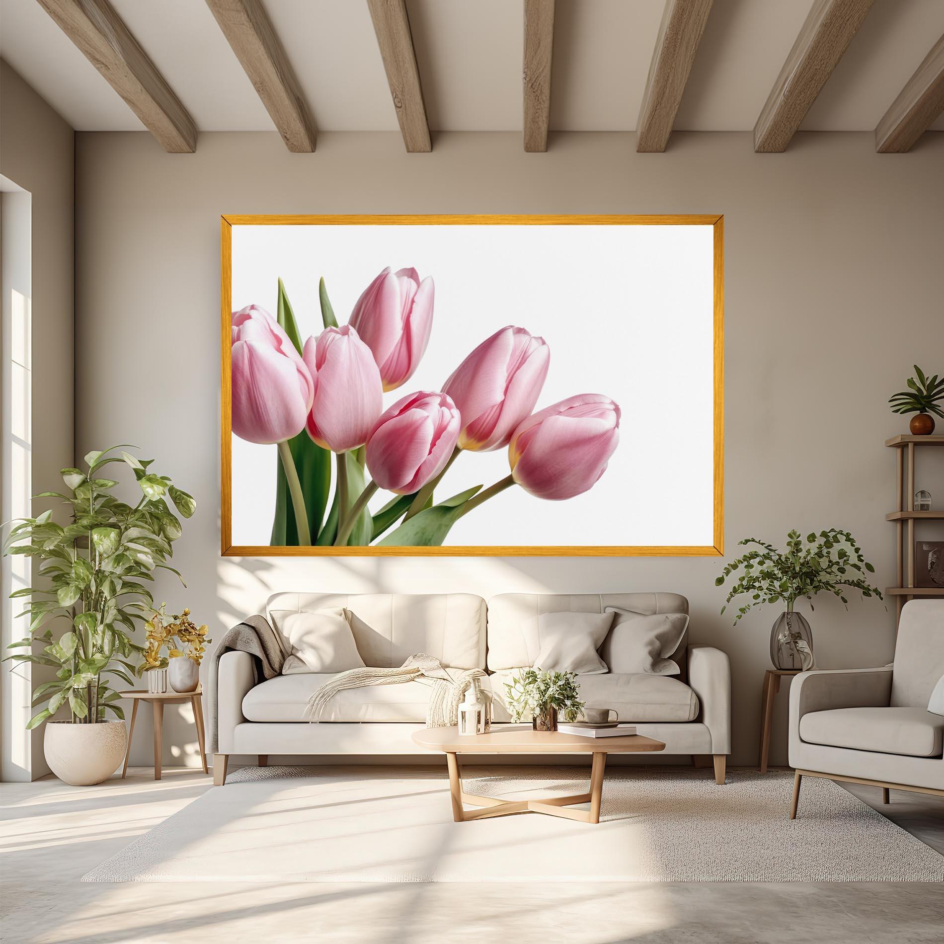 Leinwandbild Pink Tulips mockup 6