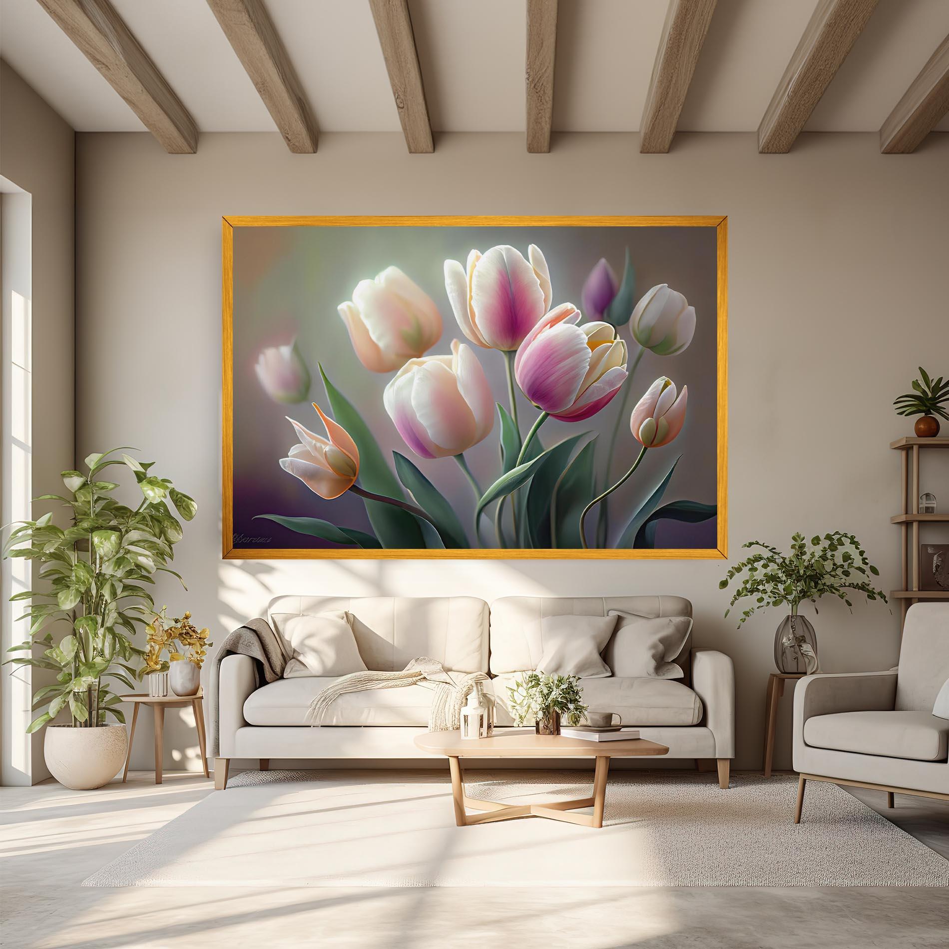 Leinwandbild Pretty Tulips mockup 6