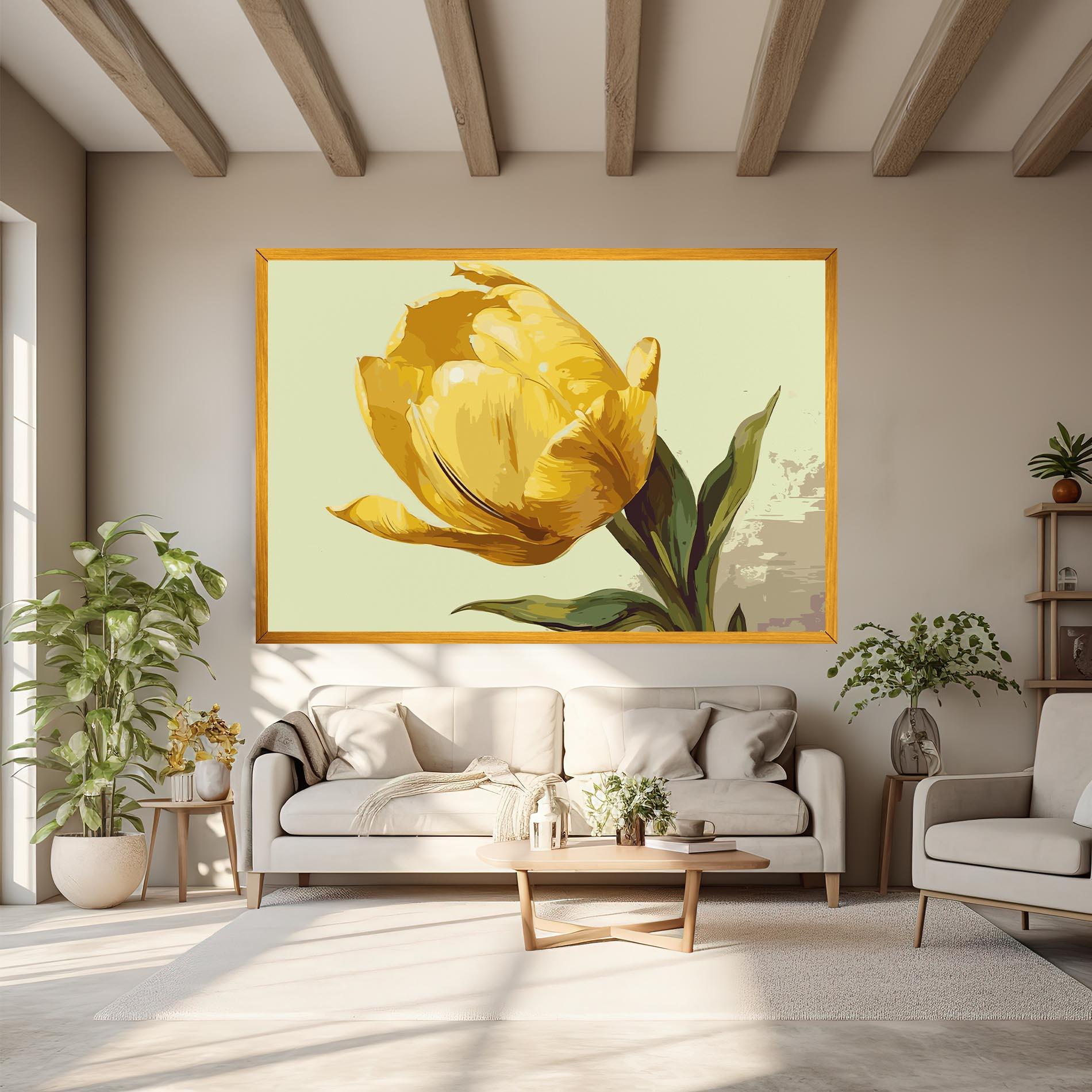 Leinwandbild Yellow Shiny Tulip mockup 6