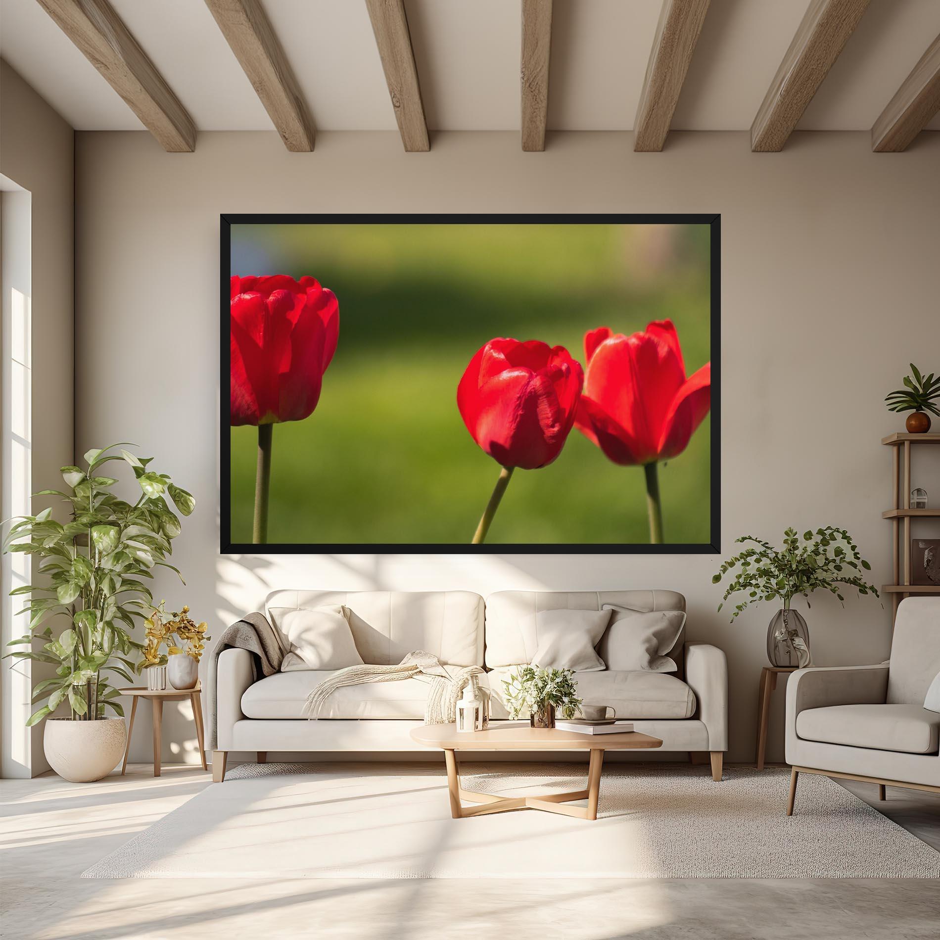 Leinwandbild 3 Red Tulips mockup 6