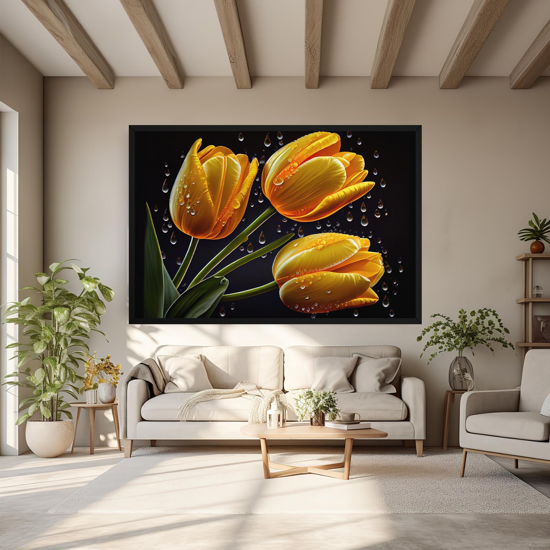 Leinwandbild 3 Yellow Tulips mockup 6