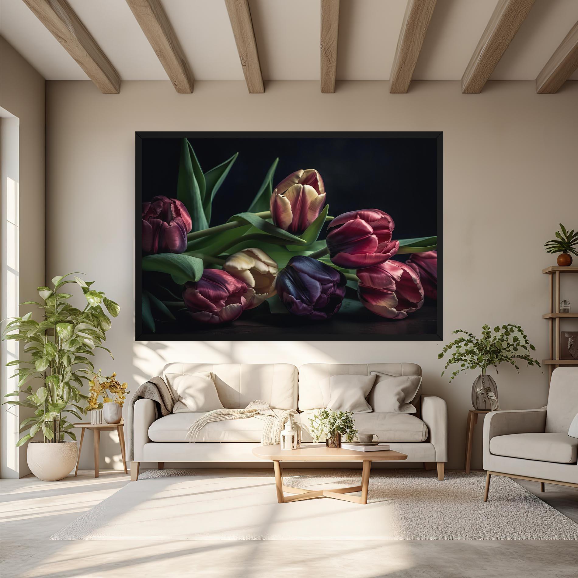 Leinwandbild Dark Purple Tulip mockup 6