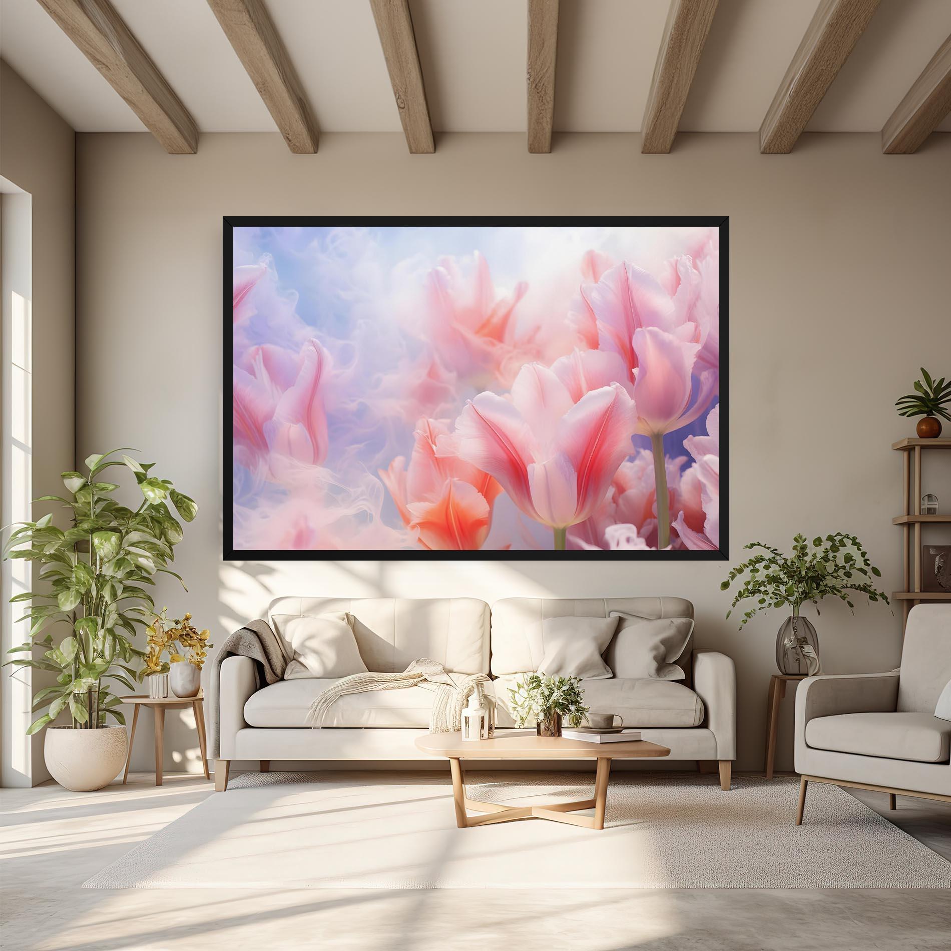 Leinwandbild Dreamy Pink Tulips mockup 6