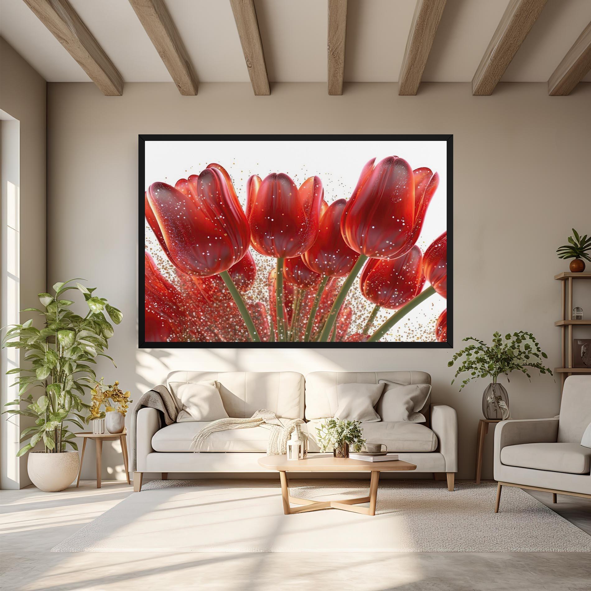 Leinwandbild Glitter Red Tulips mockup 6