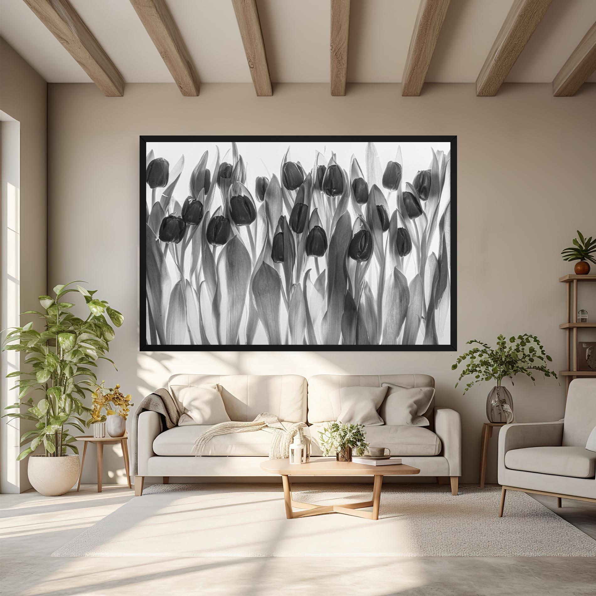 Leinwandbild Grey Tulips mockup 6