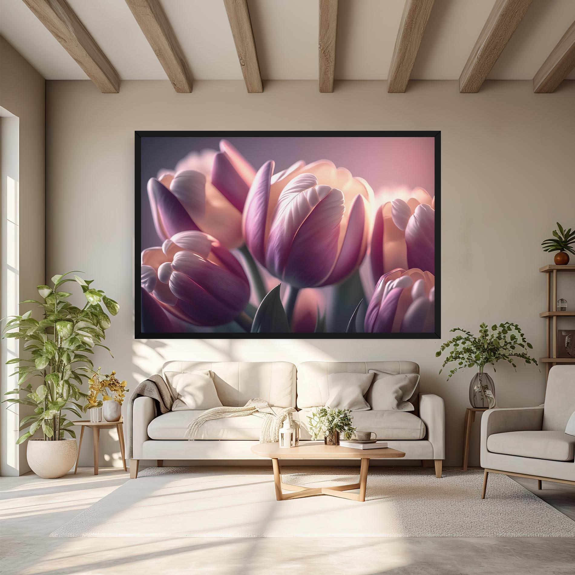 Leinwandbild Pastel Pink Tulips mockup 6