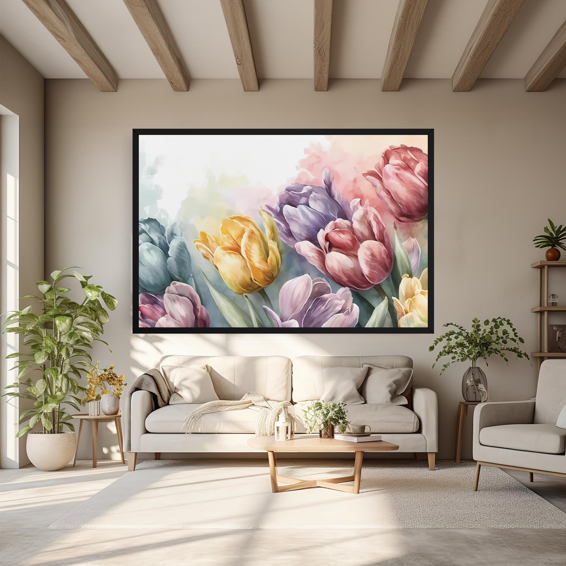 Leinwandbild Pastel Tulips mockup 6