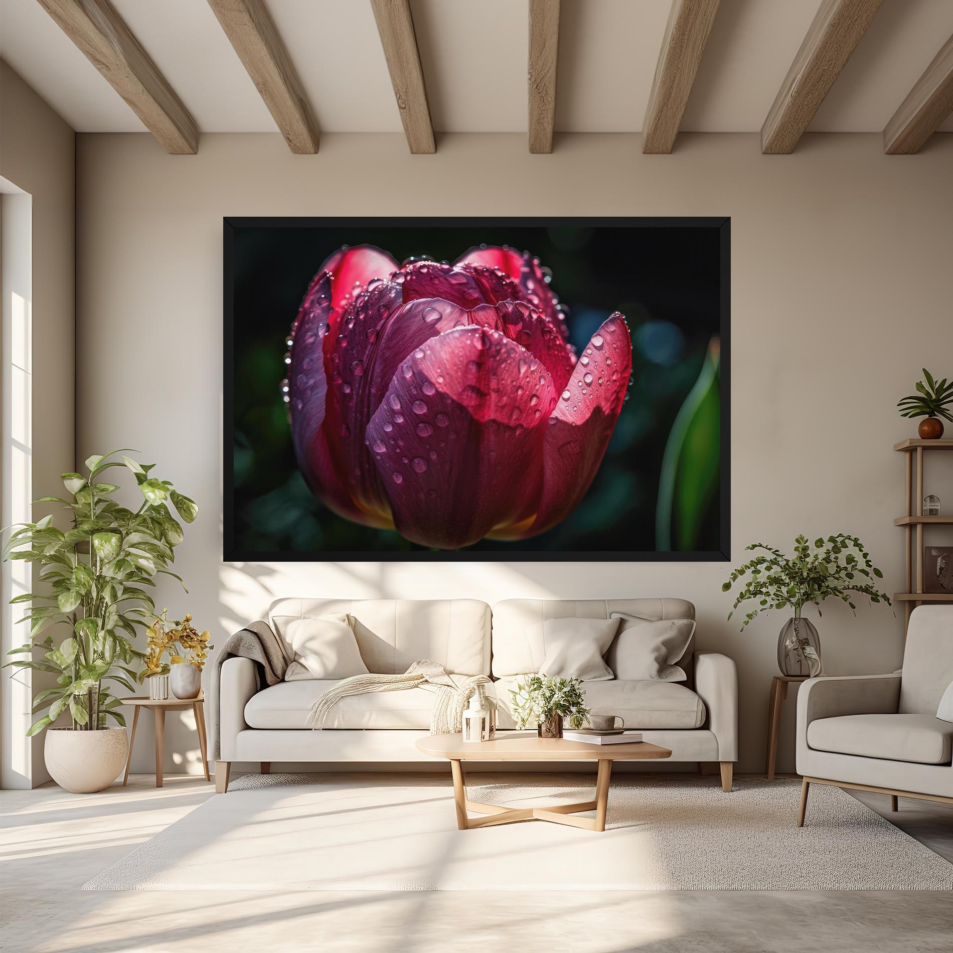 Leinwandbild Pink Tulip After Rain mockup 6
