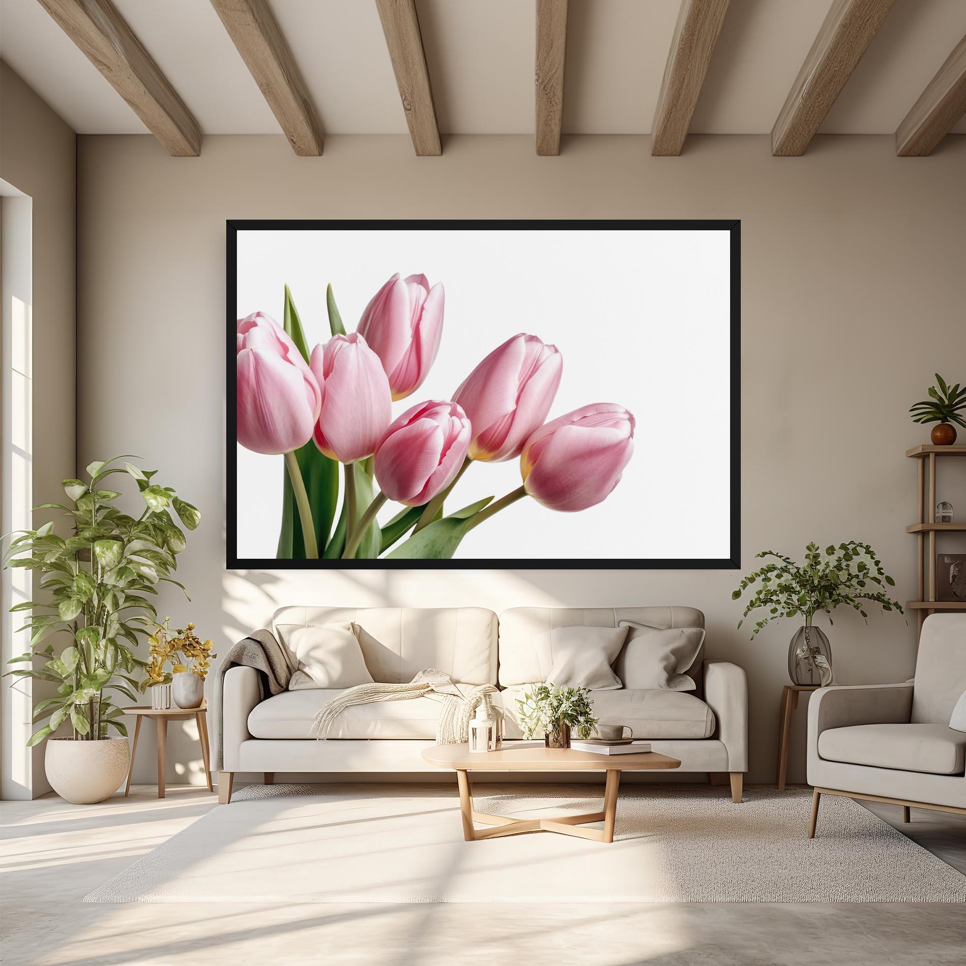 Leinwandbild Pink Tulips mockup 6