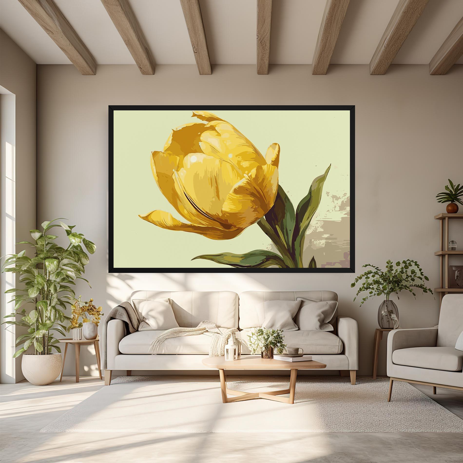 Leinwandbild Yellow Shiny Tulip mockup 6
