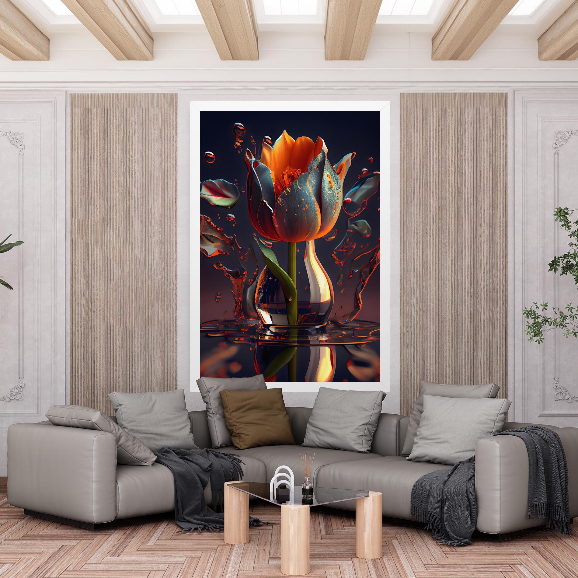 Leinwandbild Black Tulip In Vase mockup 6