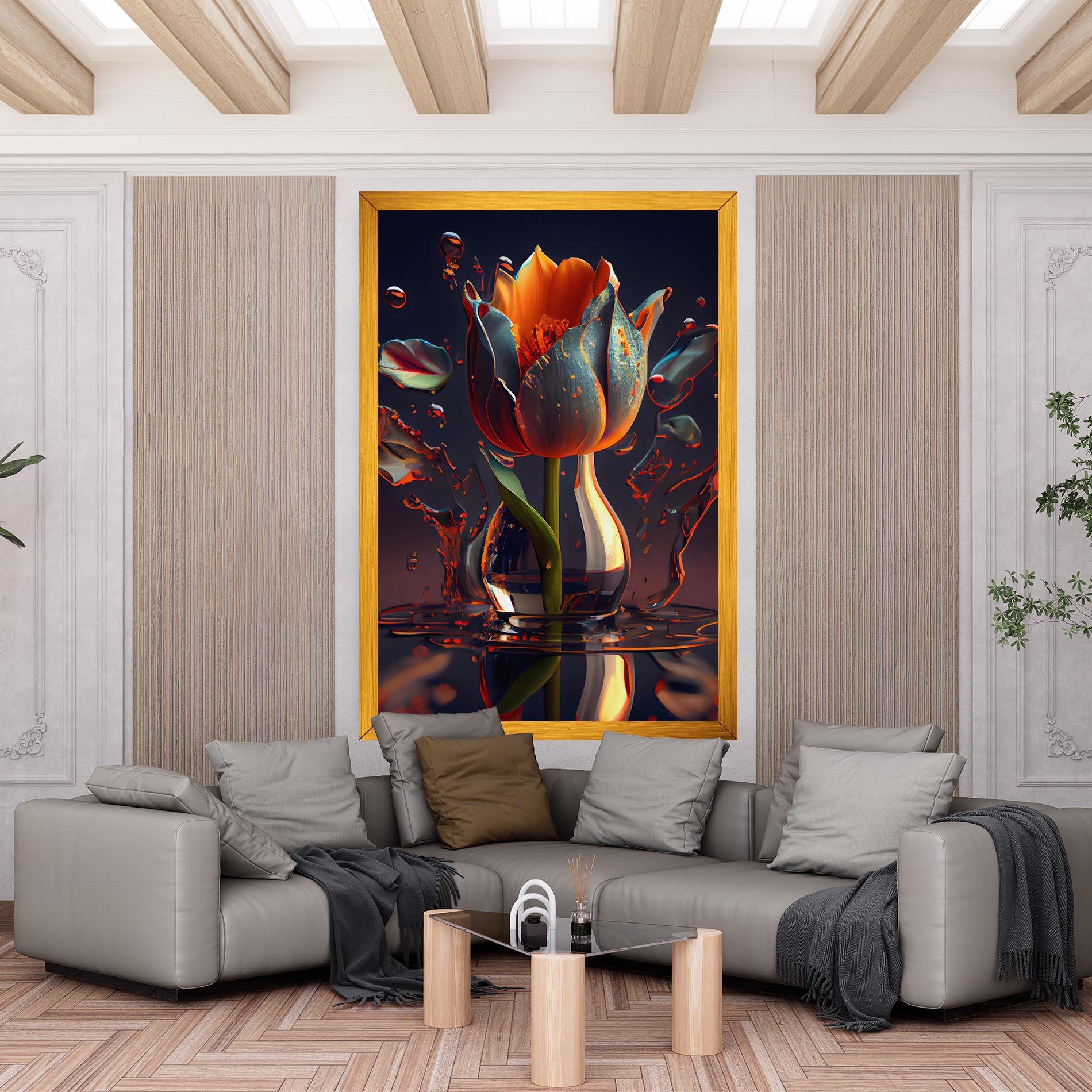 Leinwandbild Black Tulip In Vase mockup 6