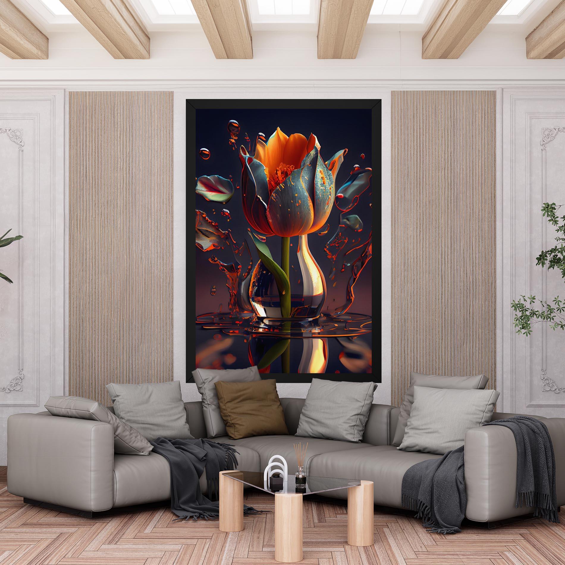 Leinwandbild Black Tulip In Vase mockup 6