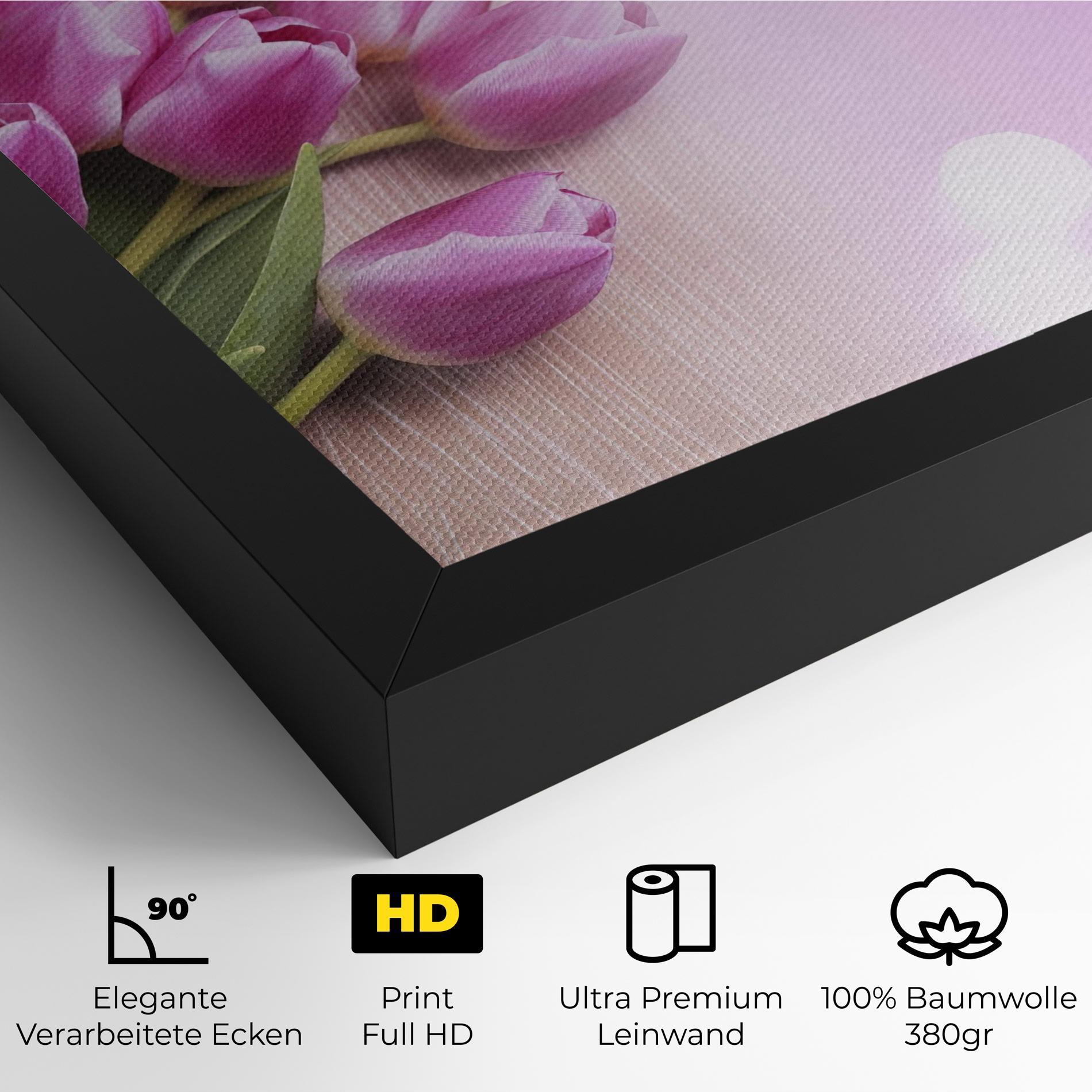 Leinwandbild Pink Tulip Flowers mockup 4
