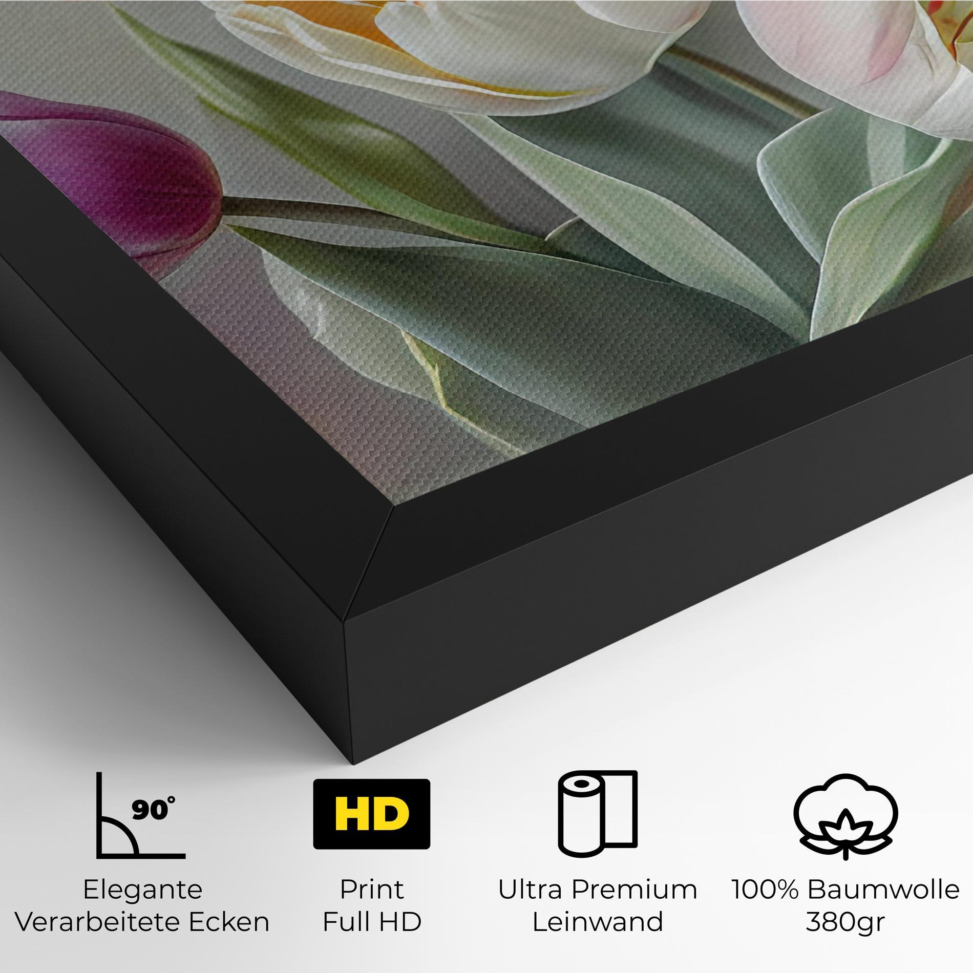 Leinwandbild White Tulips Painting mockup 4