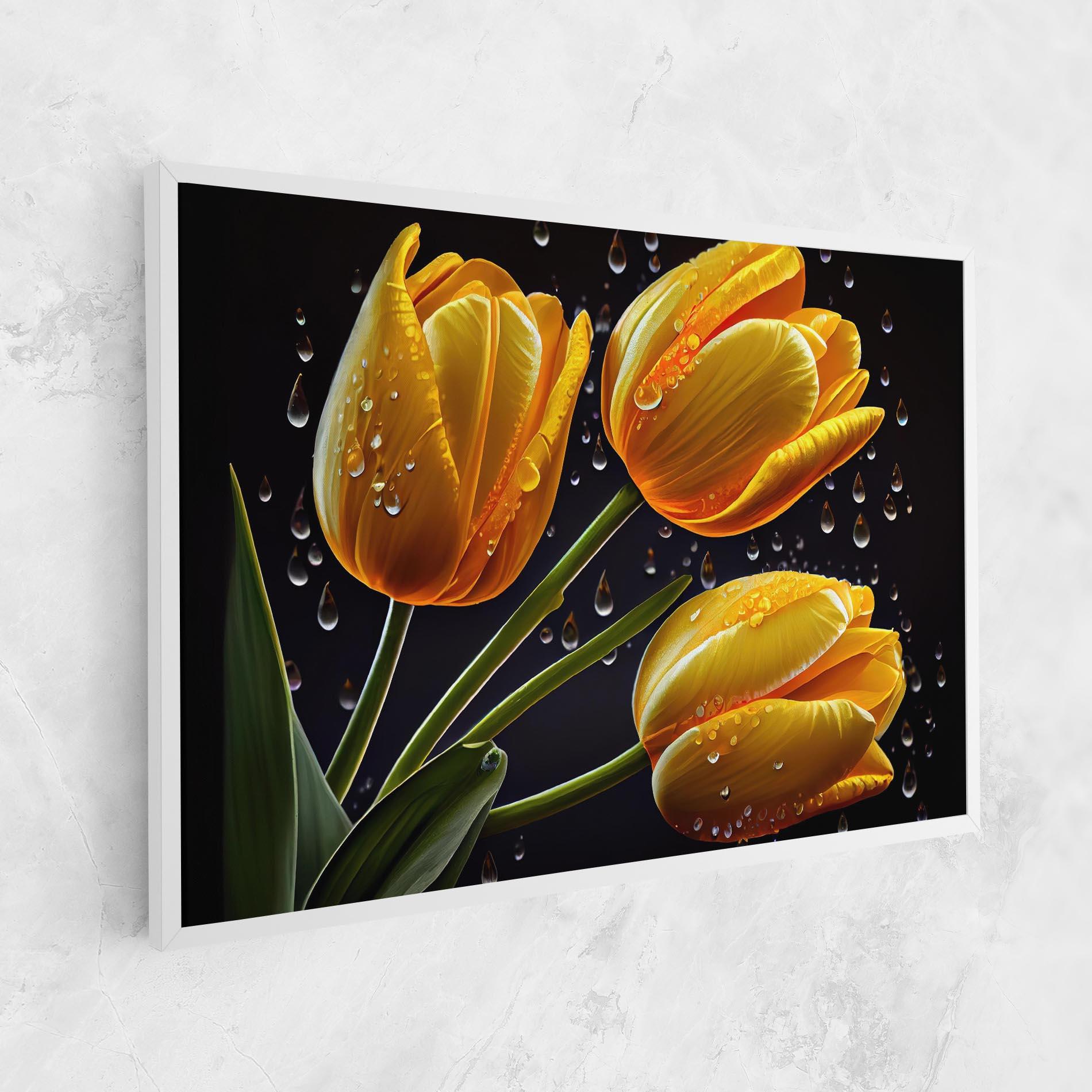 Leinwandbild 3 Yellow Tulips mockup 1
