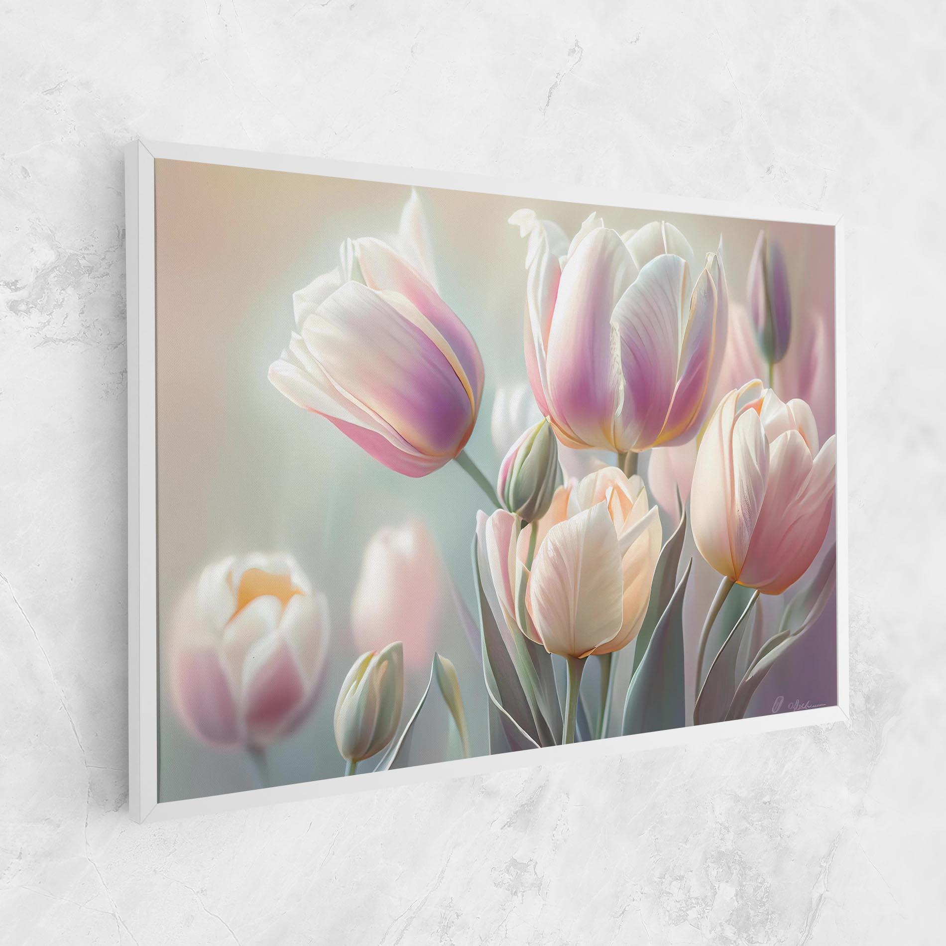 Leinwandbild Dreamy White Tulips mockup 1