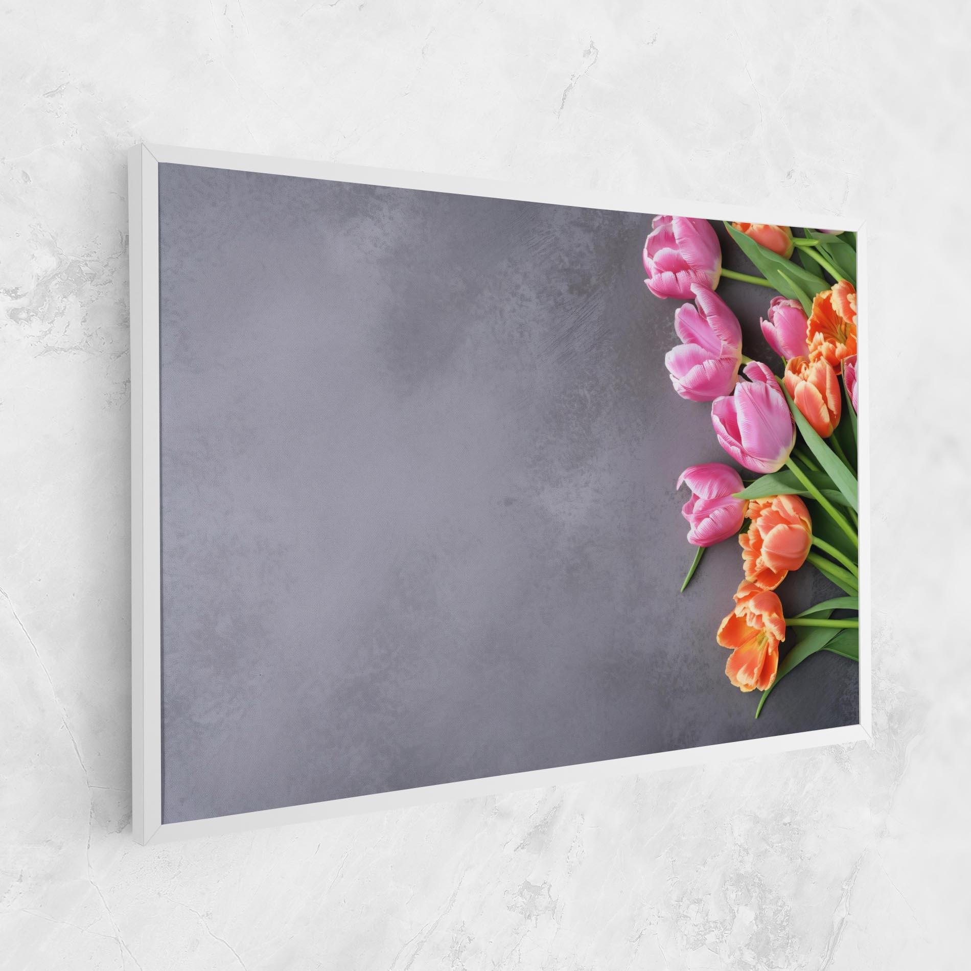Leinwandbild Light Orange Pink Tulips mockup 1