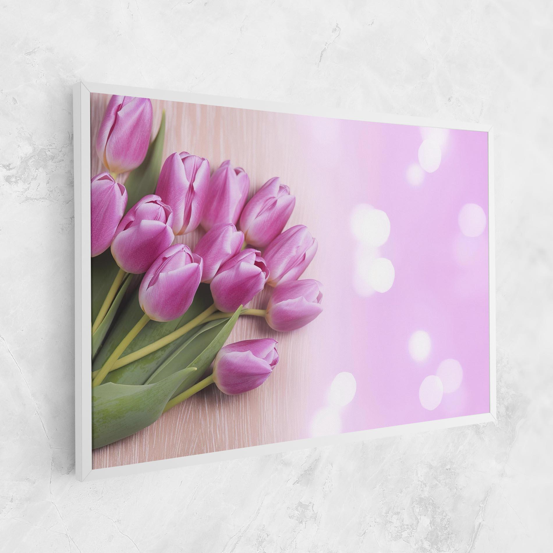 Leinwandbild Pink Tulip Flowers mockup 1