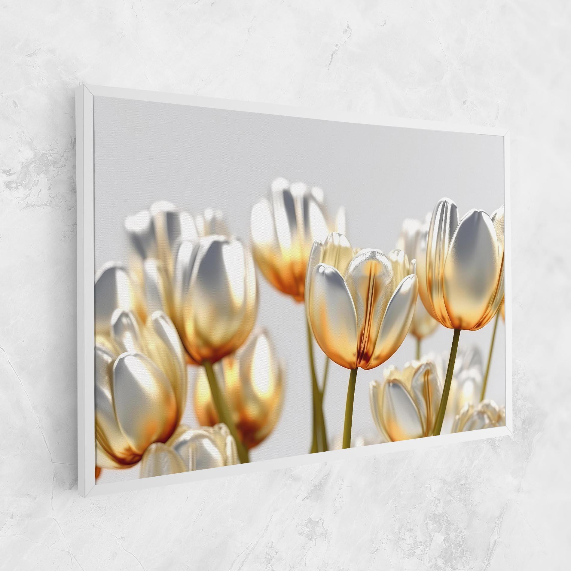 Leinwandbild White Golden Tulips mockup 1