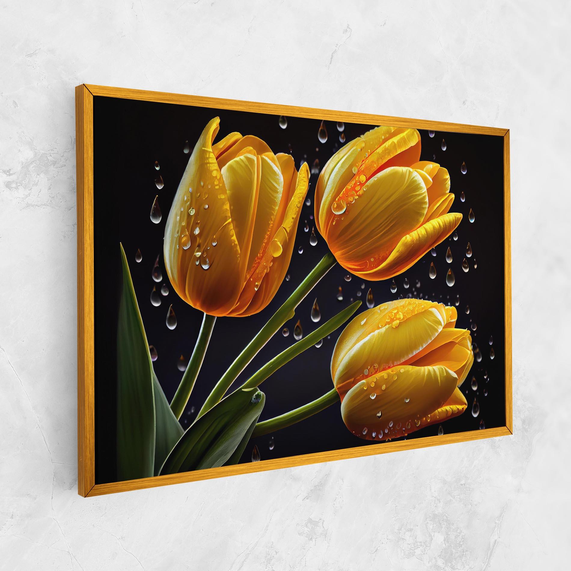 Leinwandbild 3 Yellow Tulips mockup 1