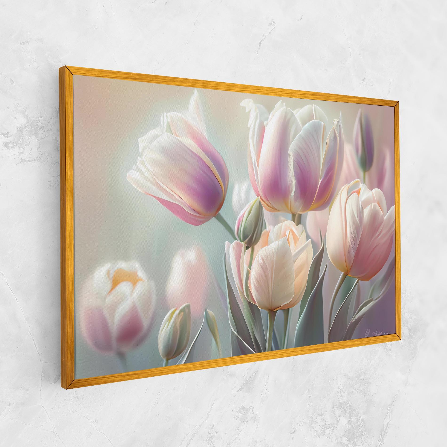 Leinwandbild Dreamy White Tulips mockup 1