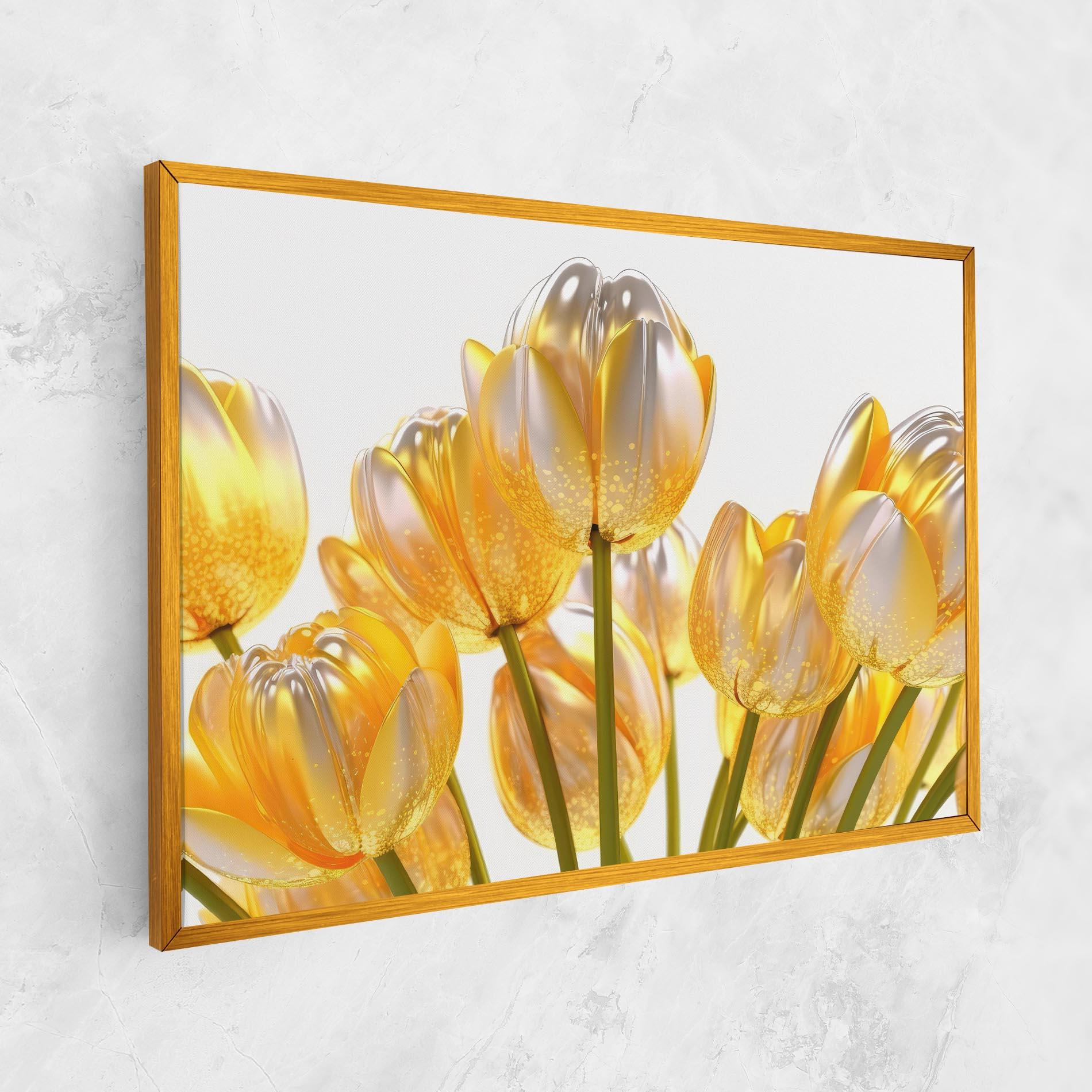 Leinwandbild Gold White Tulips mockup 1