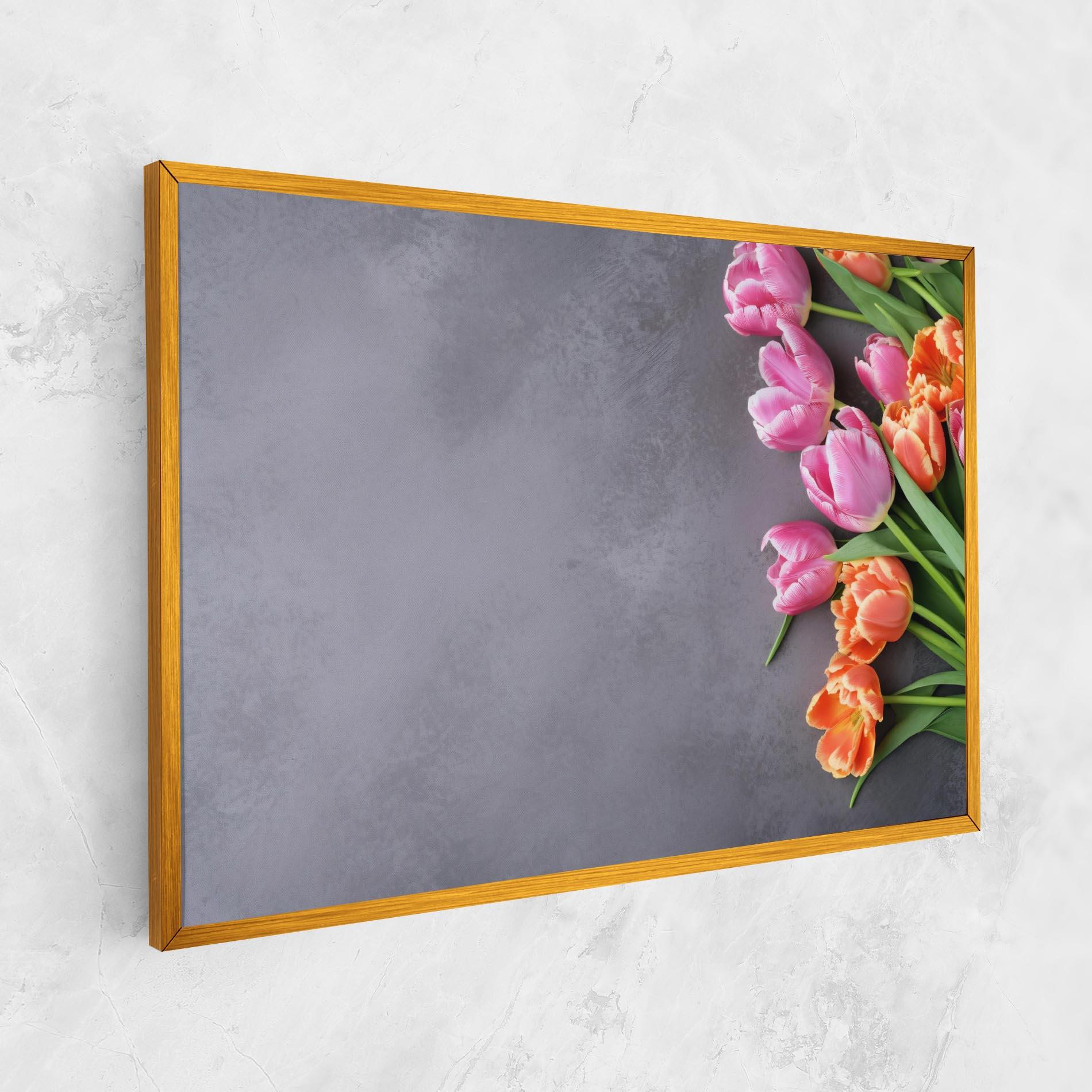 Leinwandbild Light Orange Pink Tulips mockup 1