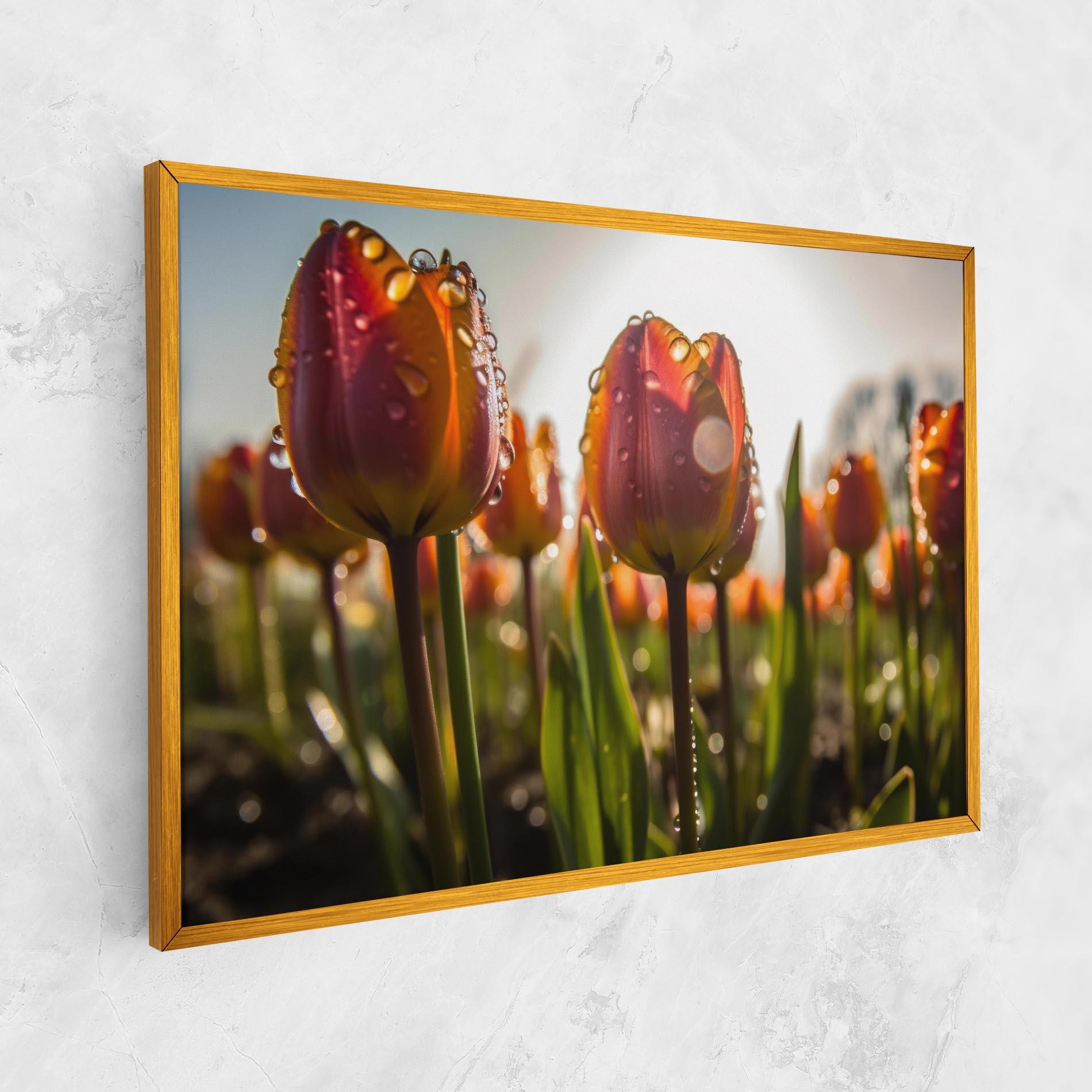 Leinwandbild Orange Tulips After Rain mockup 1