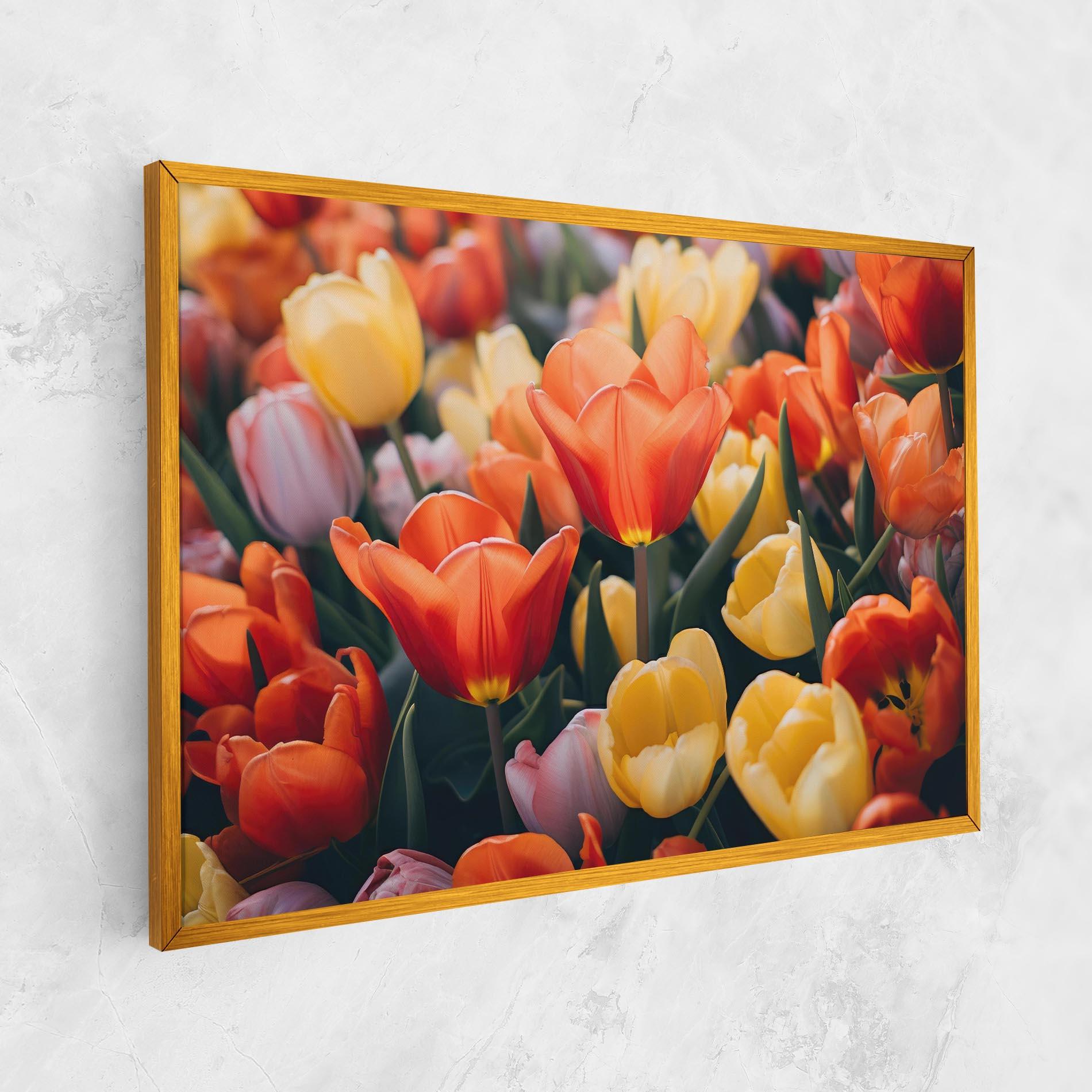 Leinwandbild Orange Yellow Tulips mockup 1