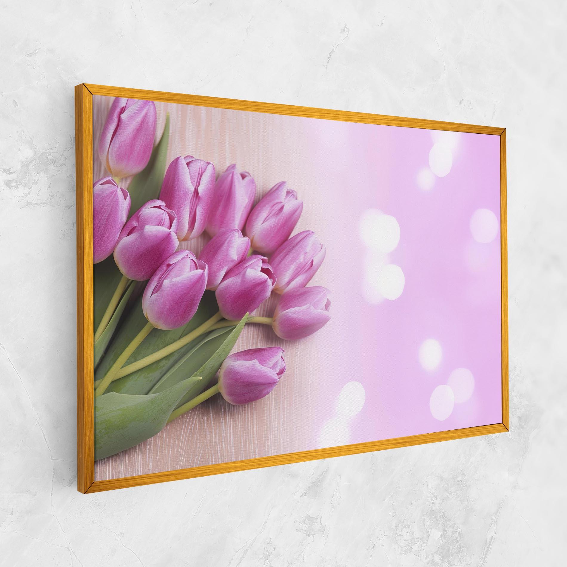 Leinwandbild Pink Tulip Flowers mockup 1