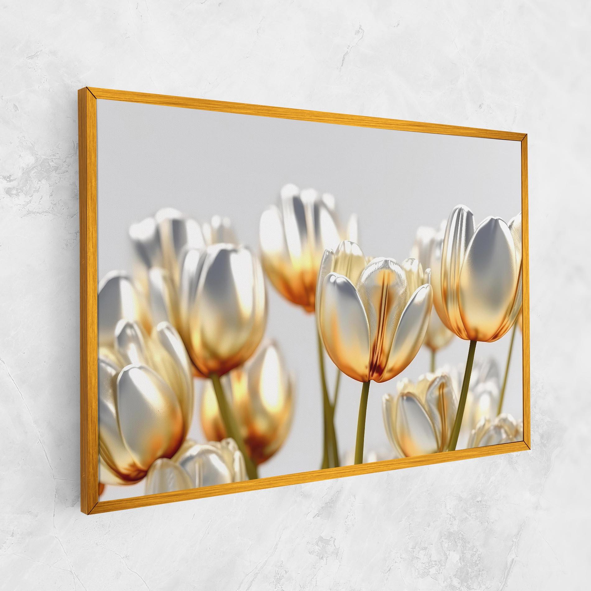 Leinwandbild White Golden Tulips mockup 1