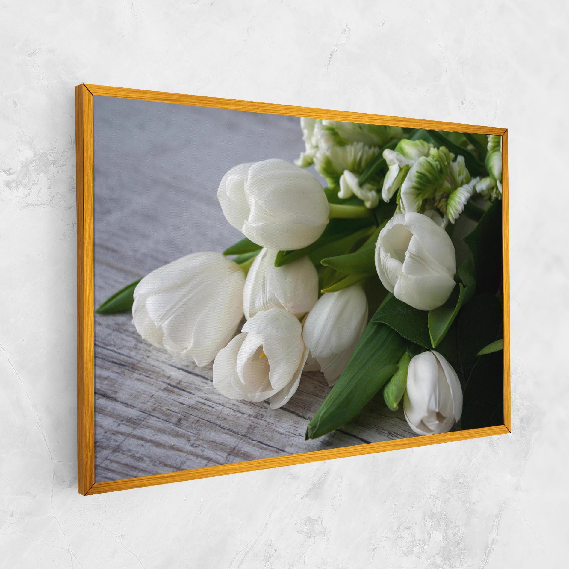 Leinwandbild White Tulips Bouquet mockup 1