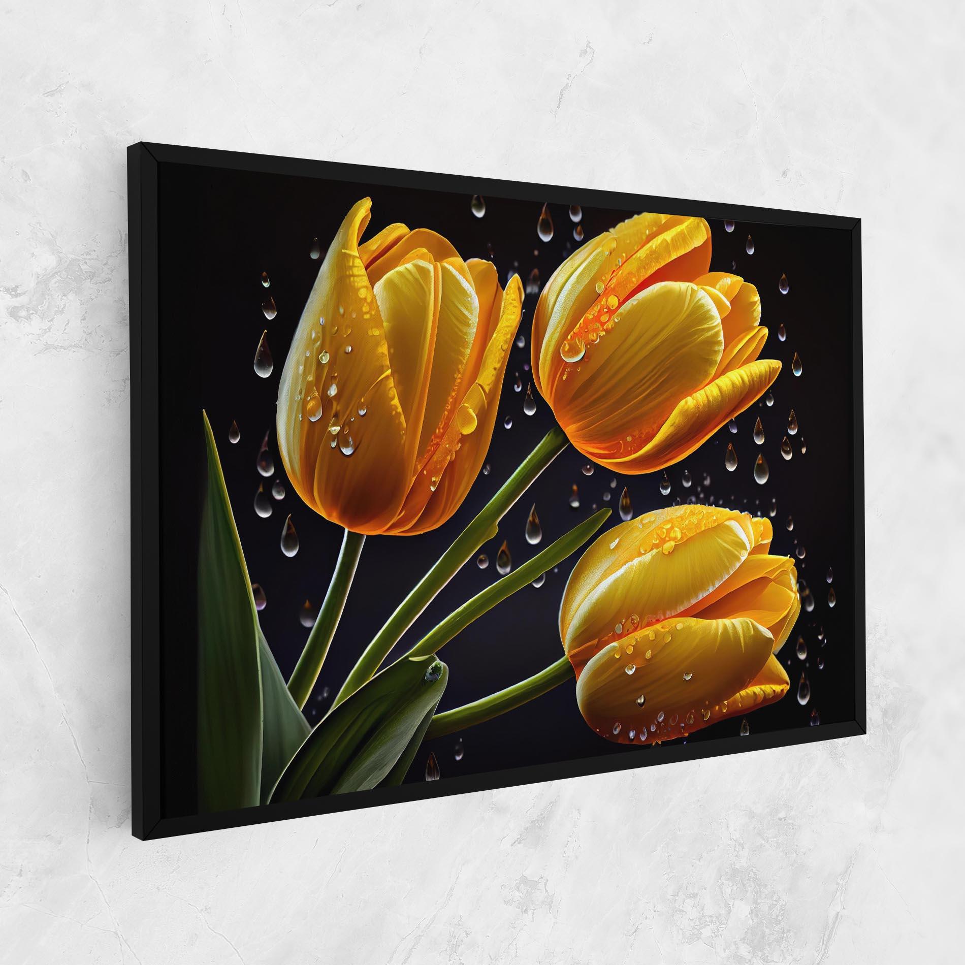 Leinwandbild 3 Yellow Tulips mockup 1