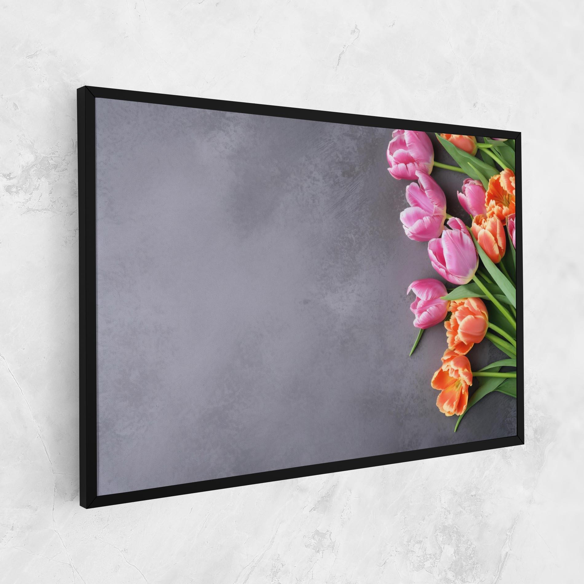 Leinwandbild Light Orange Pink Tulips mockup 1