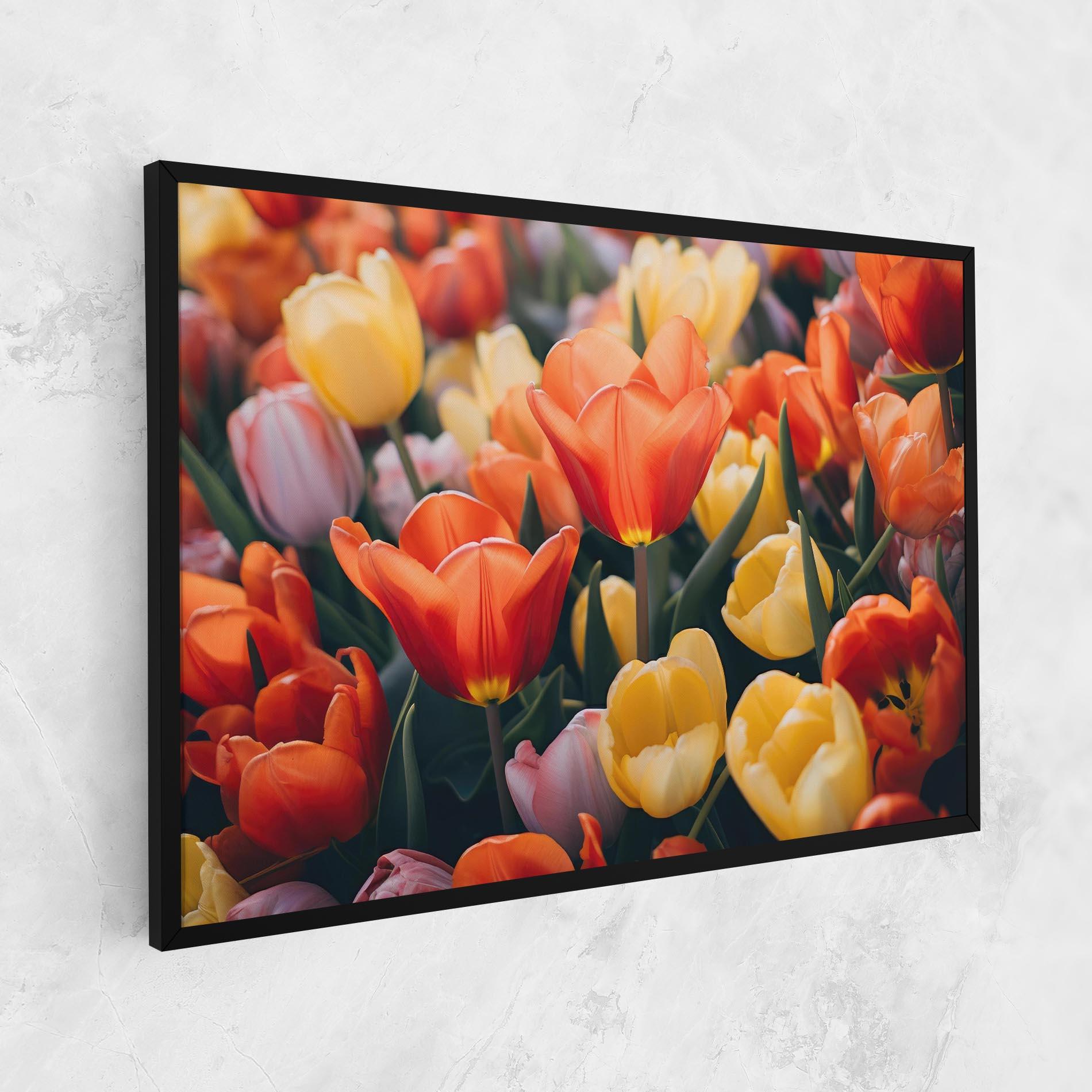 Leinwandbild Orange Yellow Tulips mockup 1