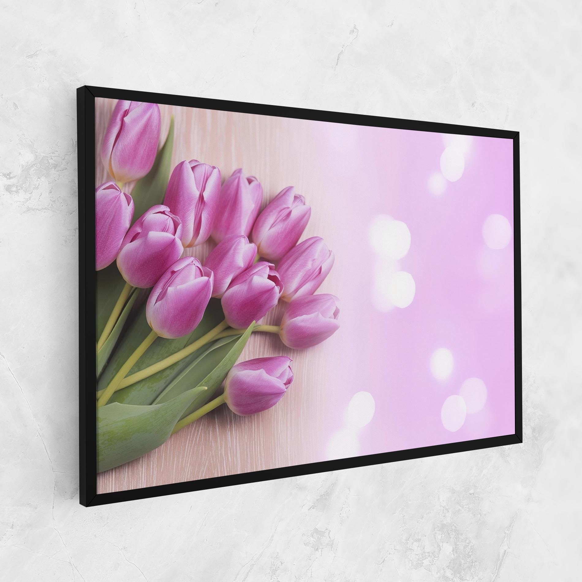 Leinwandbild Pink Tulip Flowers mockup 1