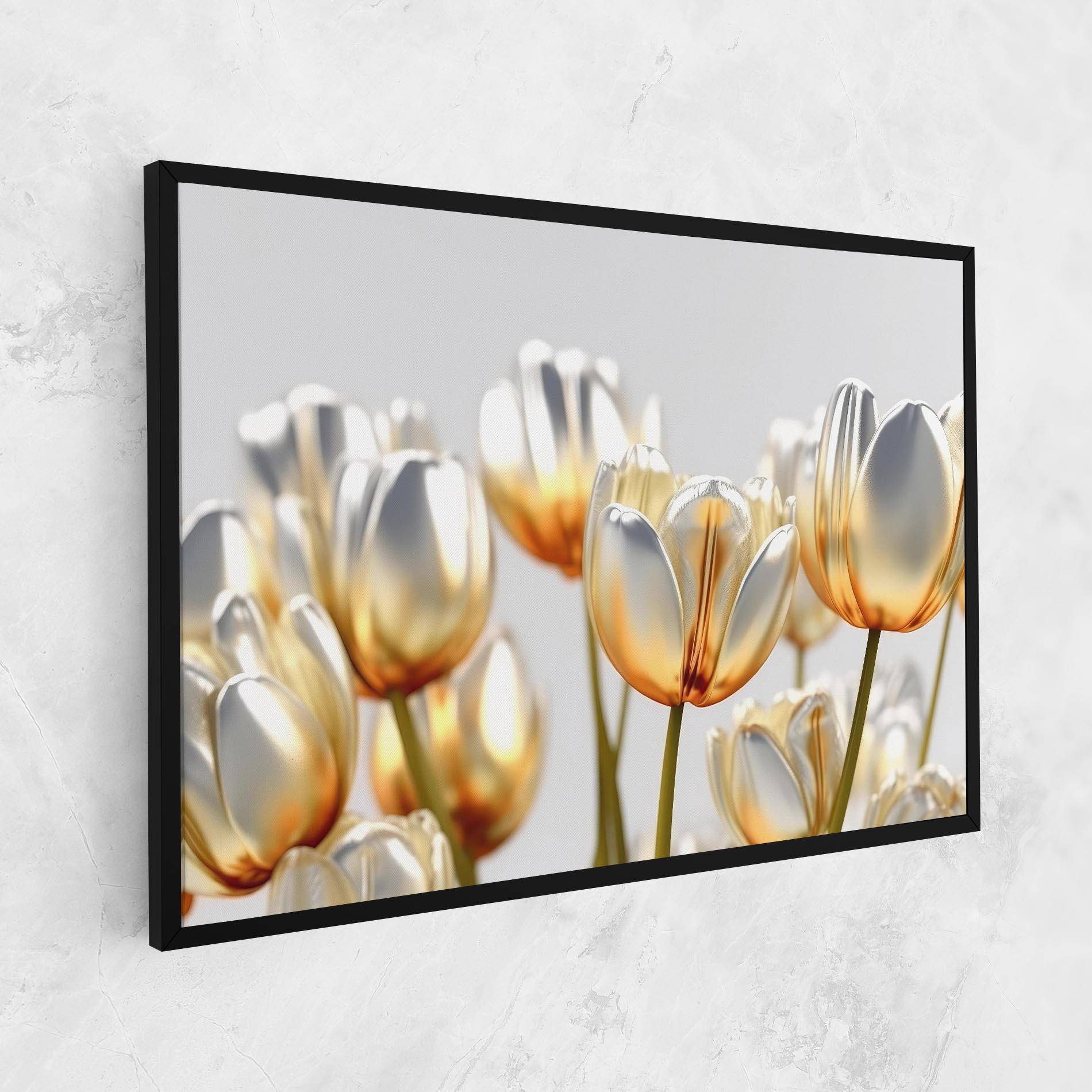 Leinwandbild White Golden Tulips mockup 1