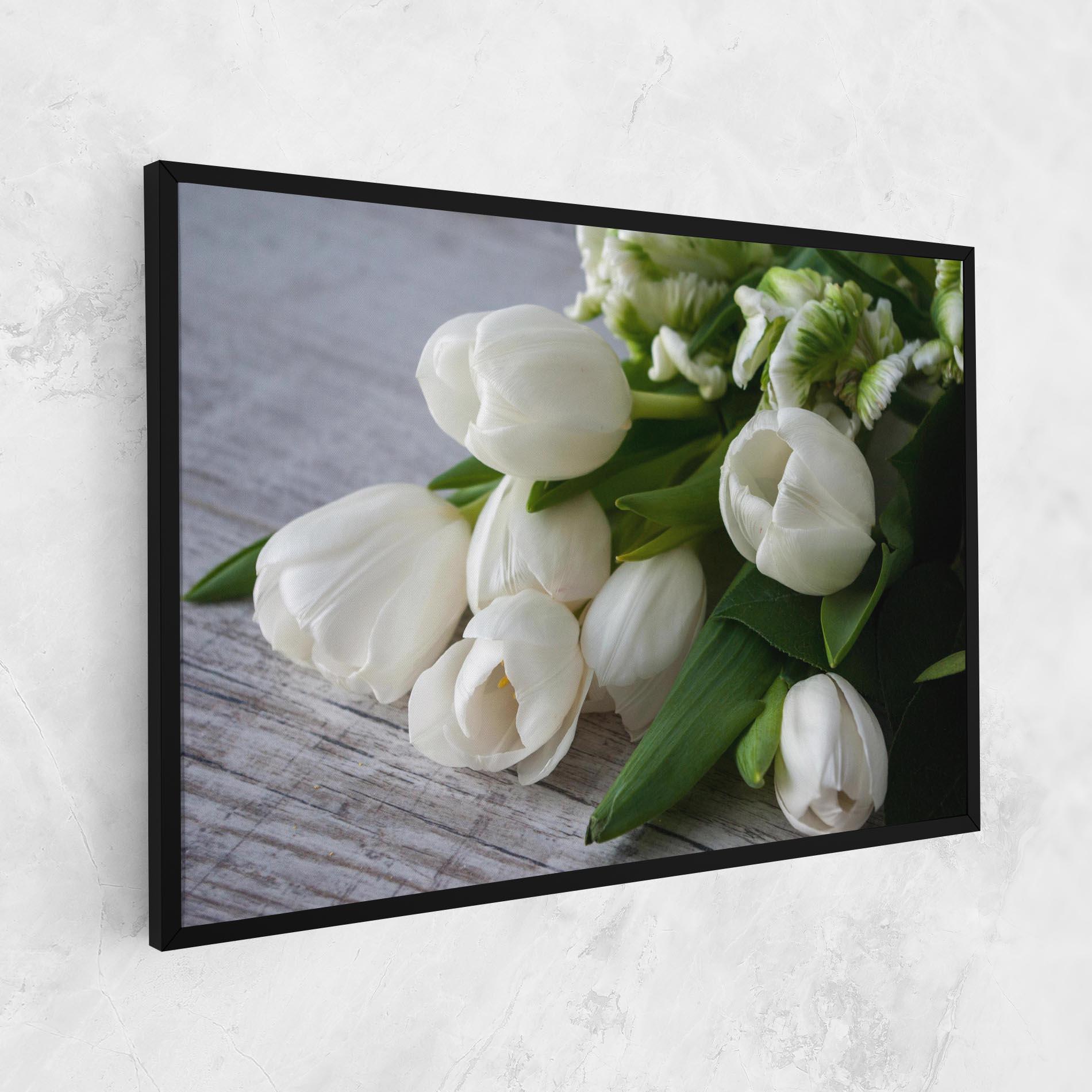 Leinwandbild White Tulips Bouquet mockup 1