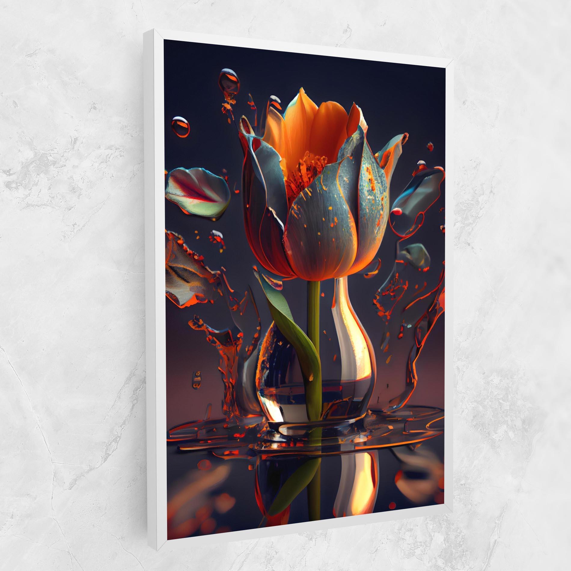 Leinwandbild Black Tulip In Vase mockup 1