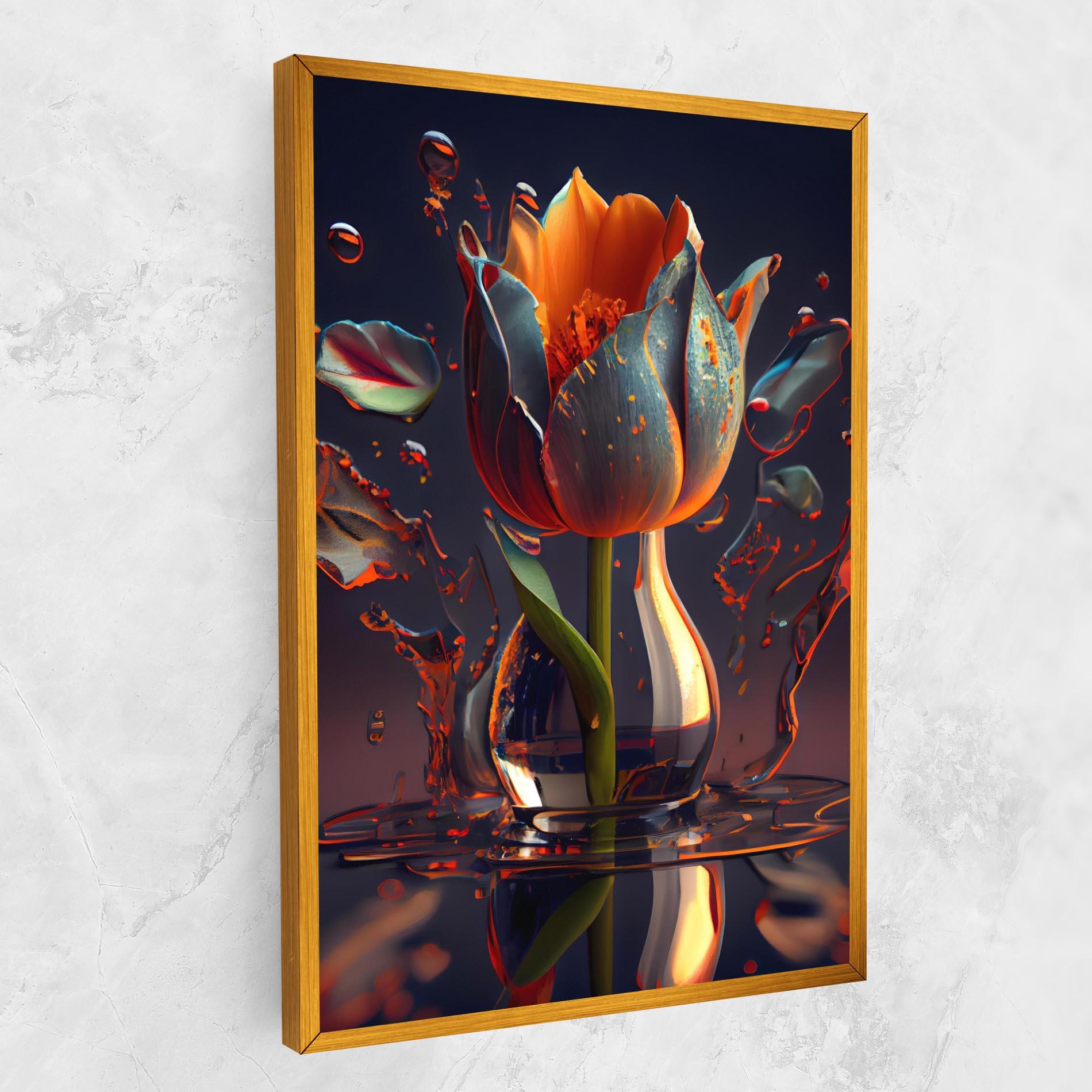 Leinwandbild Black Tulip In Vase mockup 1