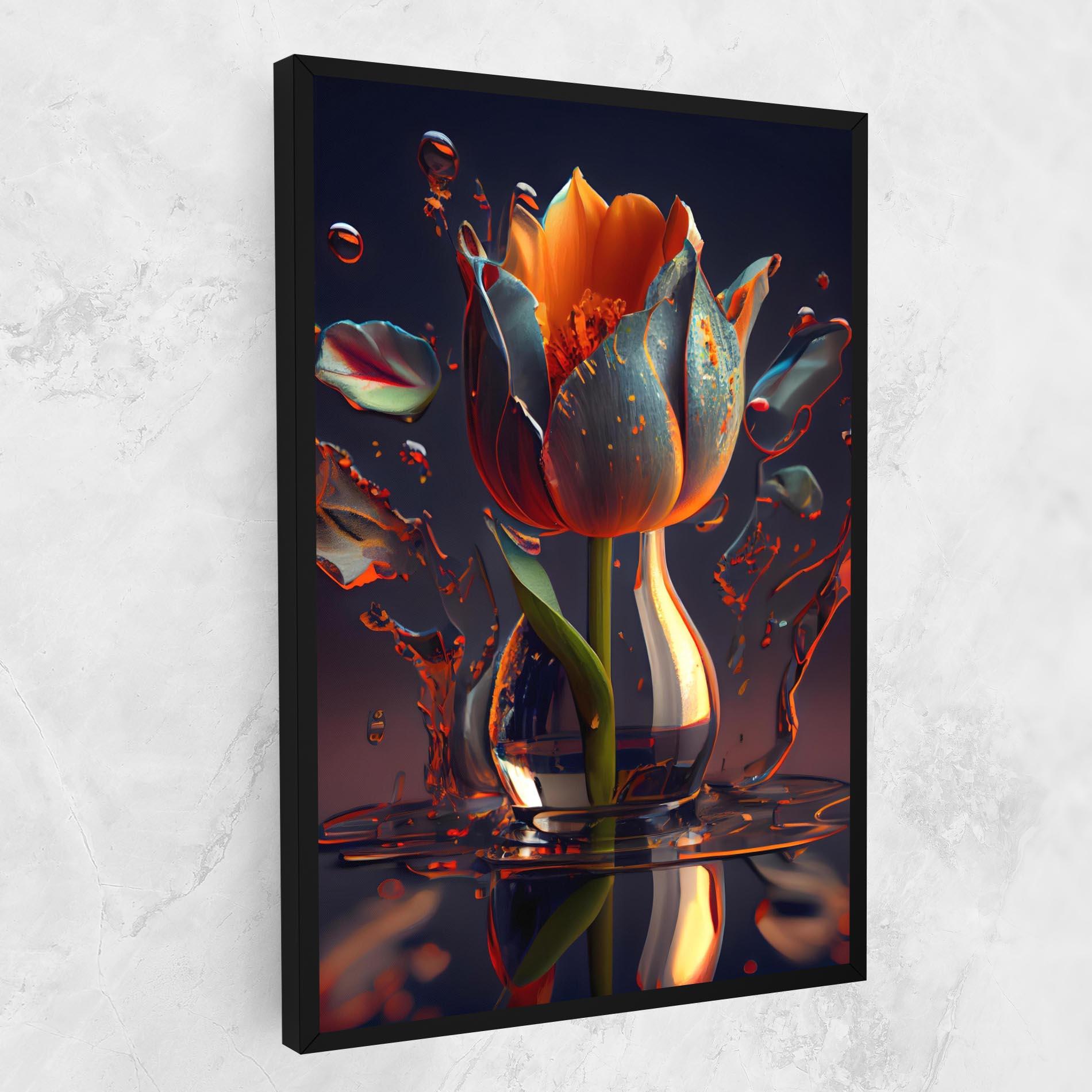 Leinwandbild Black Tulip In Vase mockup 1