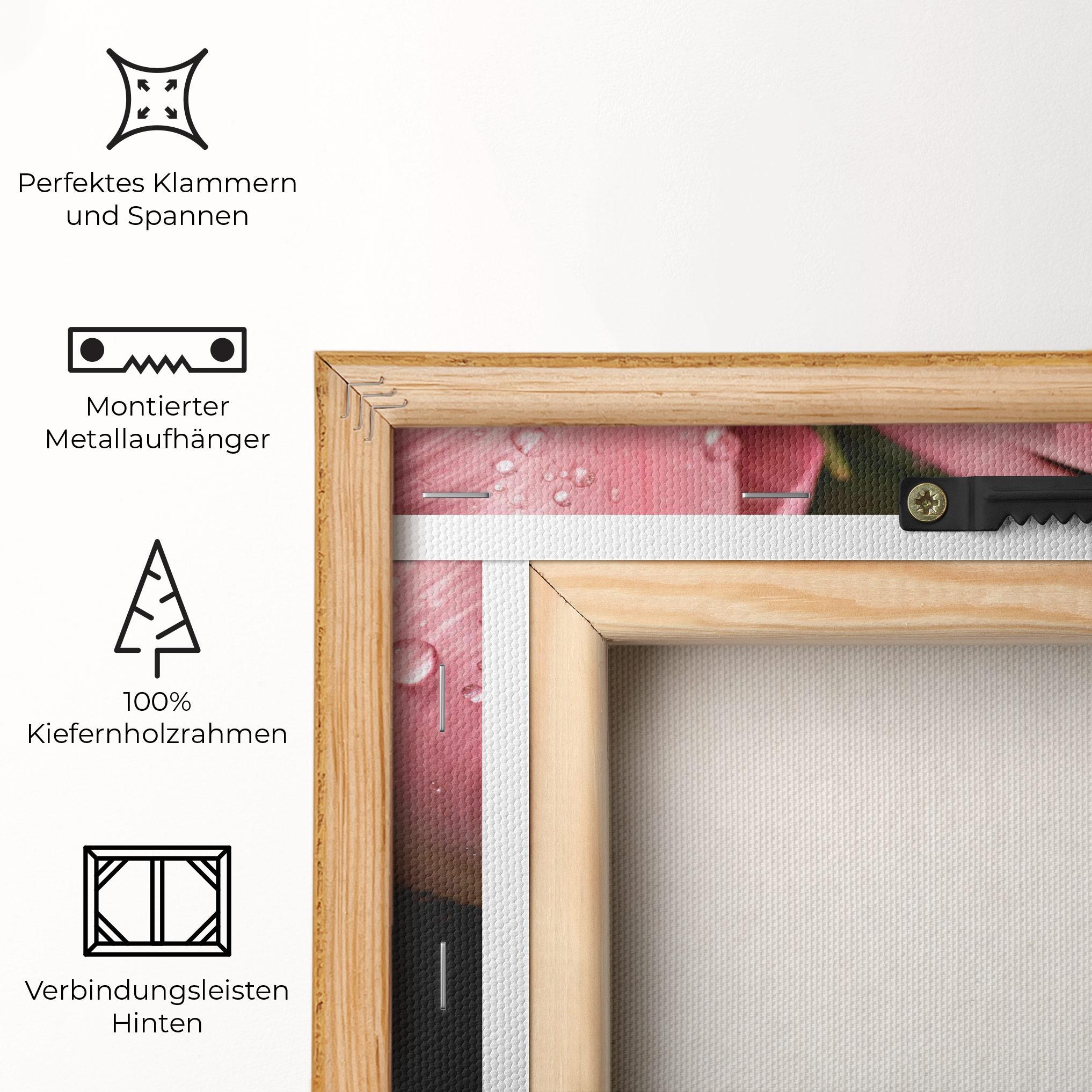 Leinwandbild Pink Tulip With Drops mockup 5