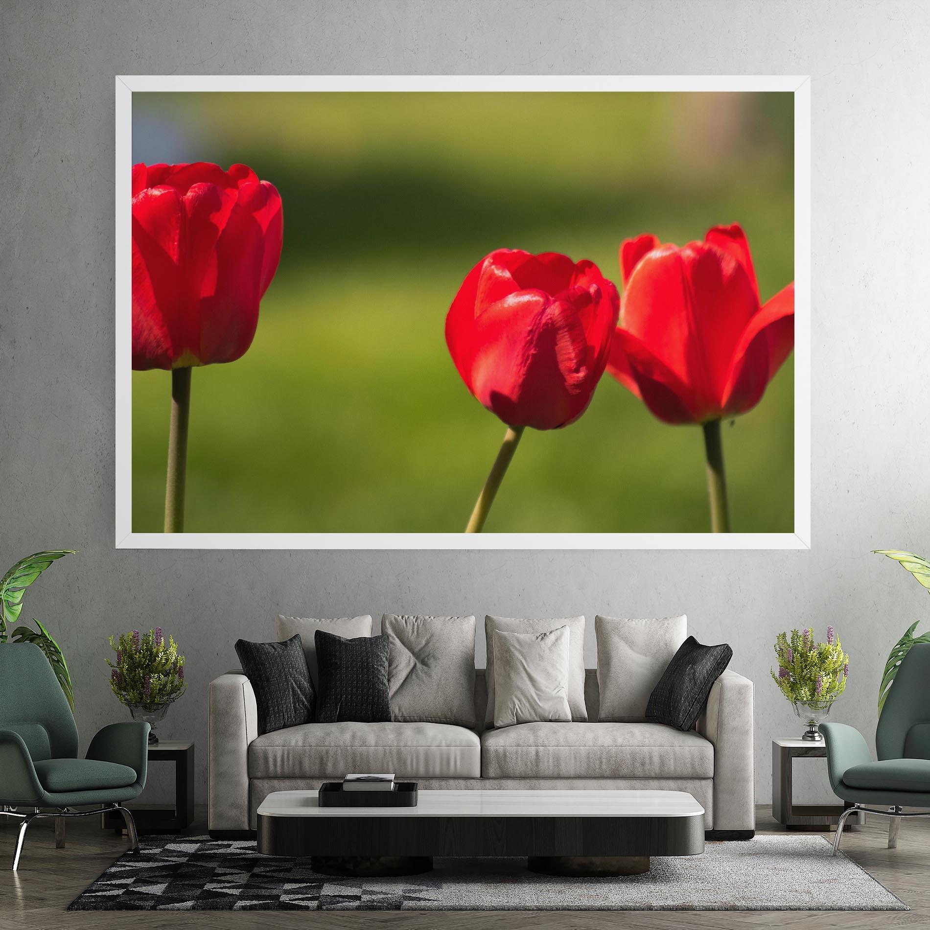 Leinwandbild 3 Red Tulips mockup 7