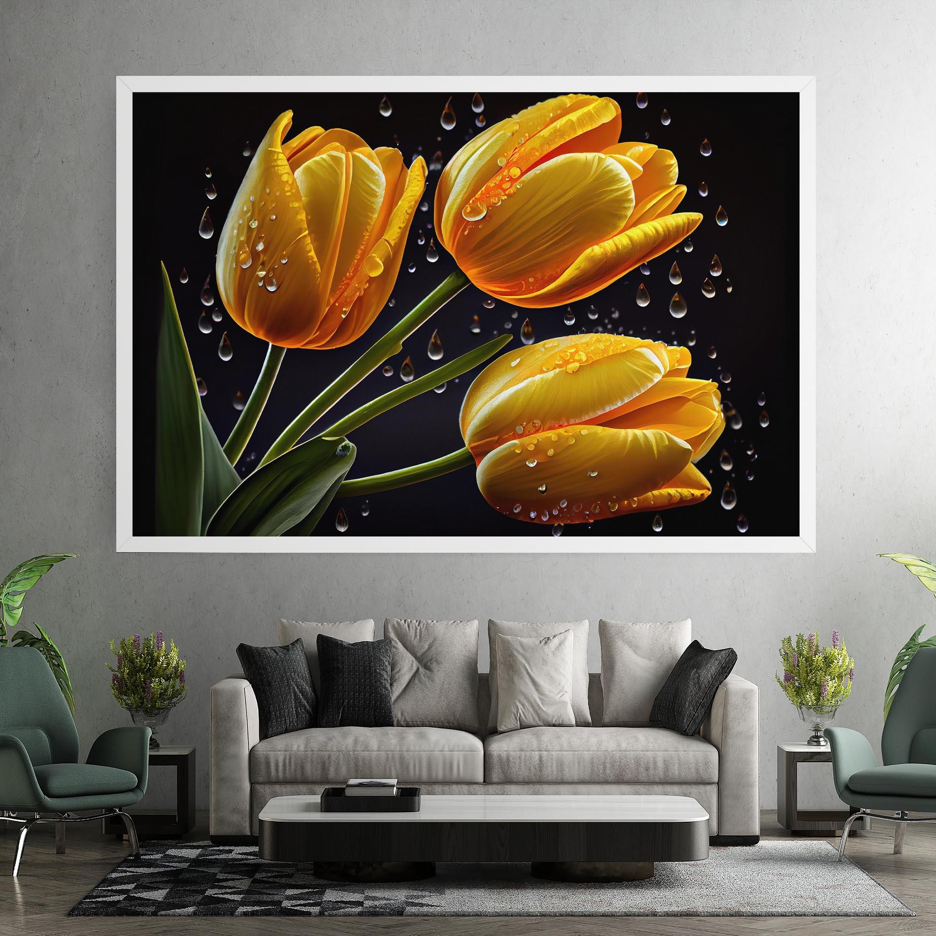 Leinwandbild 3 Yellow Tulips mockup 7
